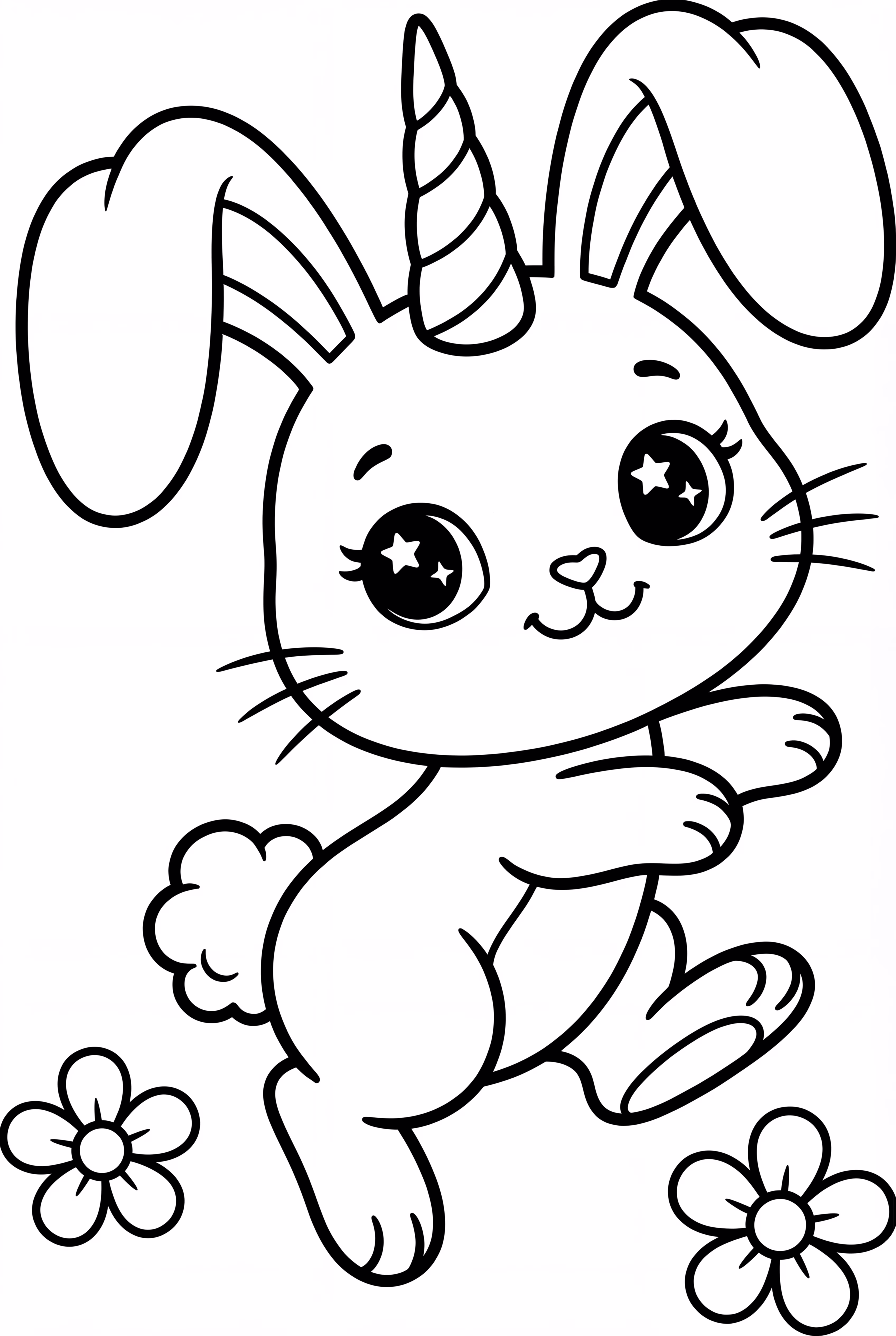 Bunny Unicorn Hopping In Flower Field