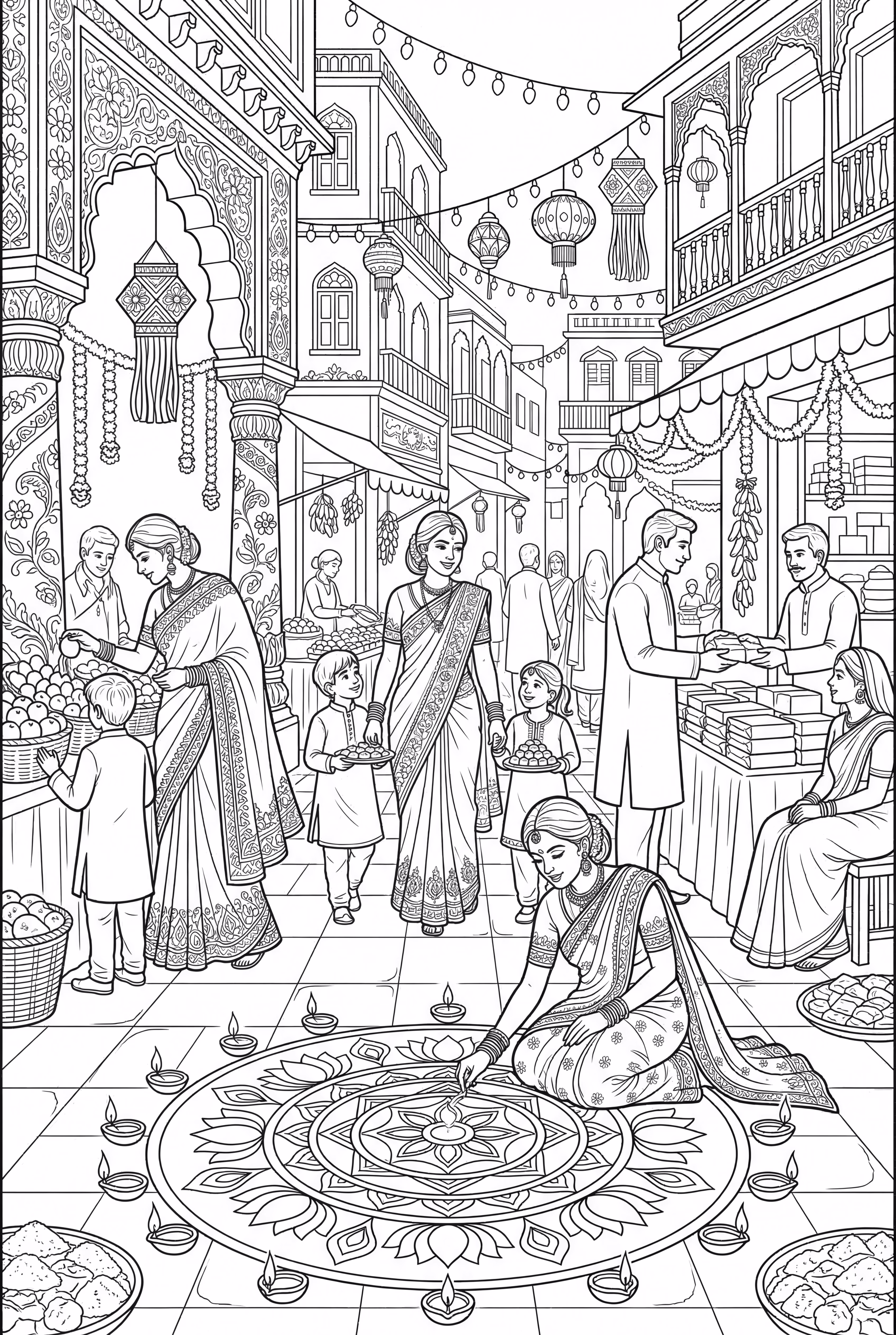 Bustling Diwali Market Scene