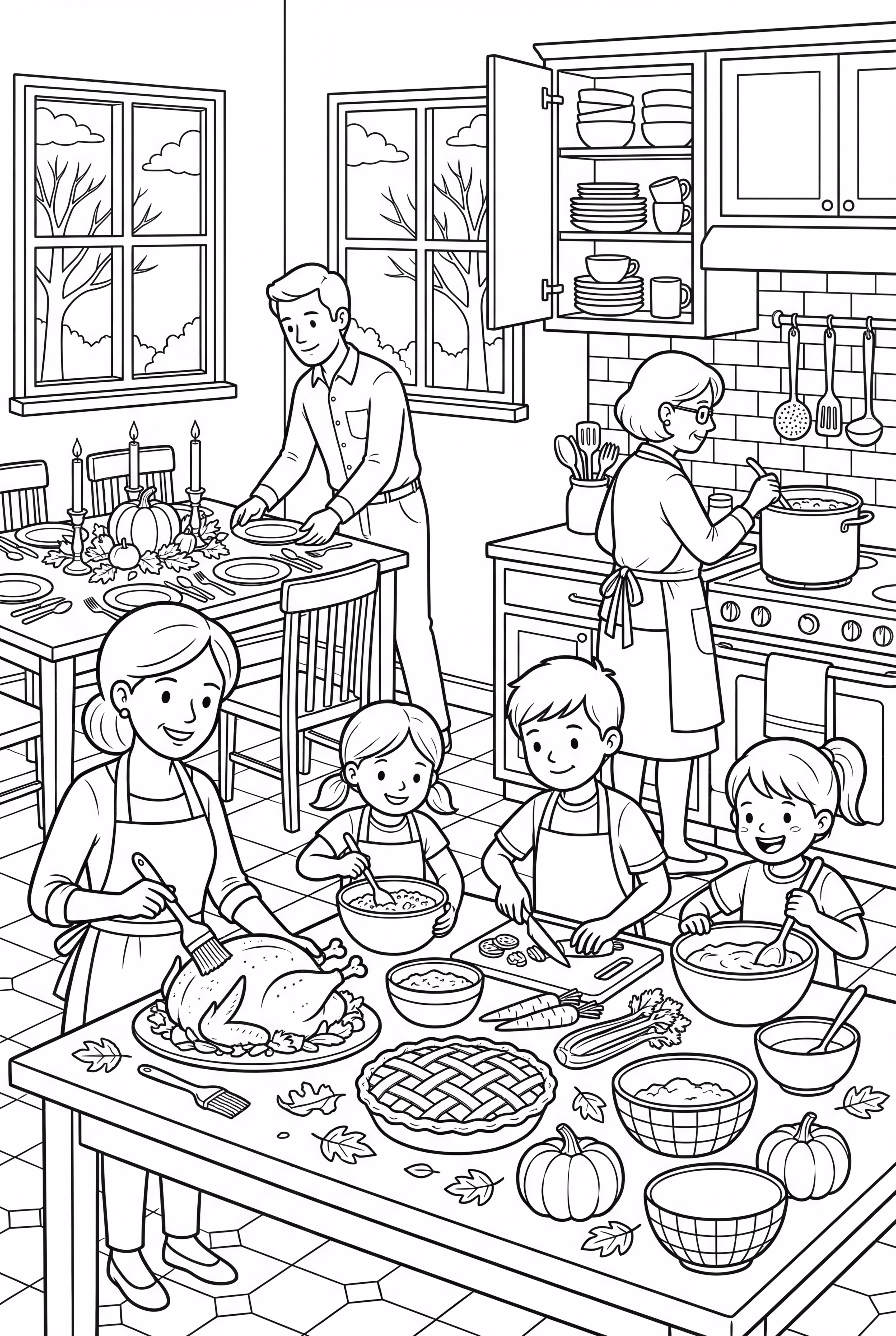 Busy Thanksgiving Kitchen Preparation