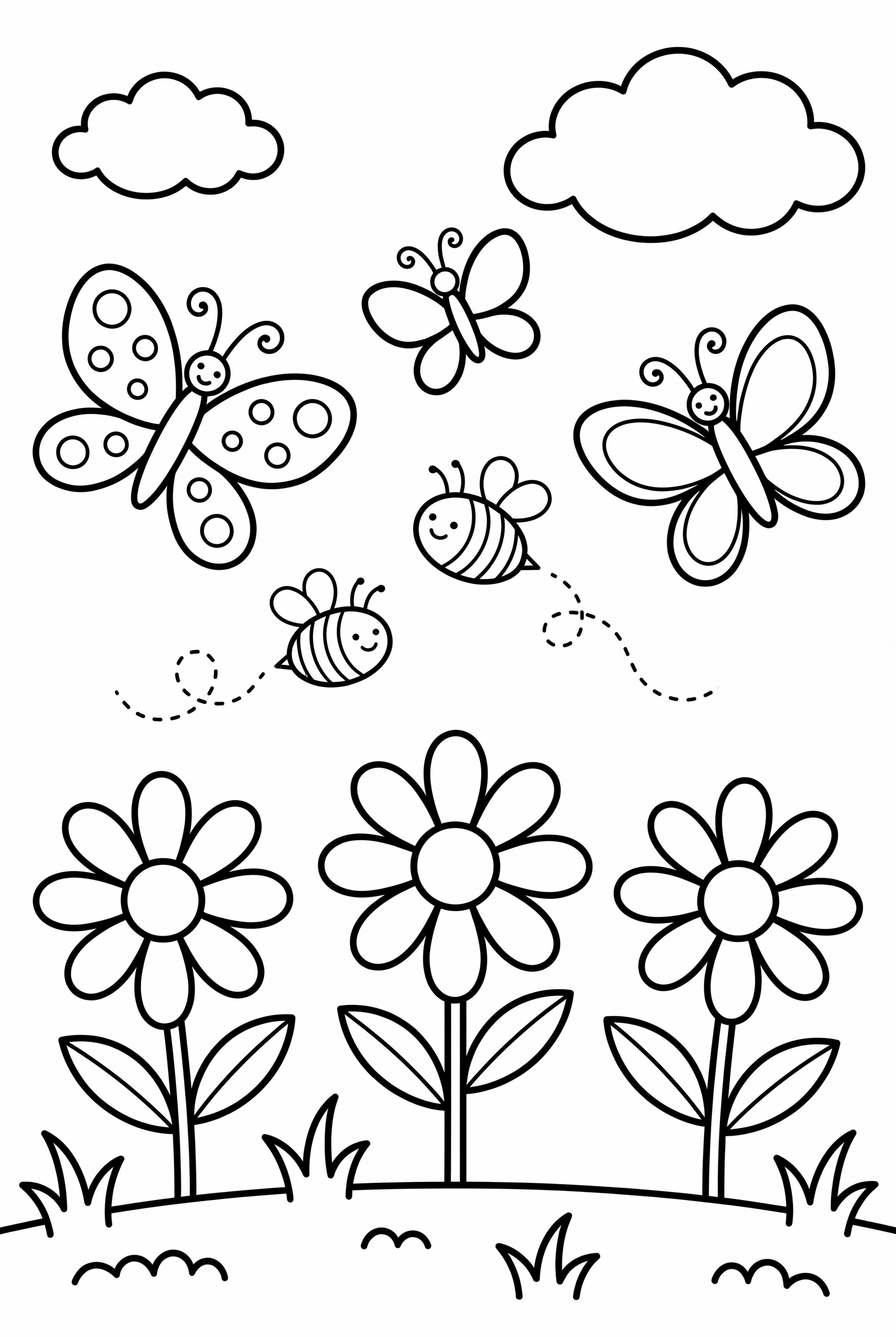 Butterflies And Bees In The Garden