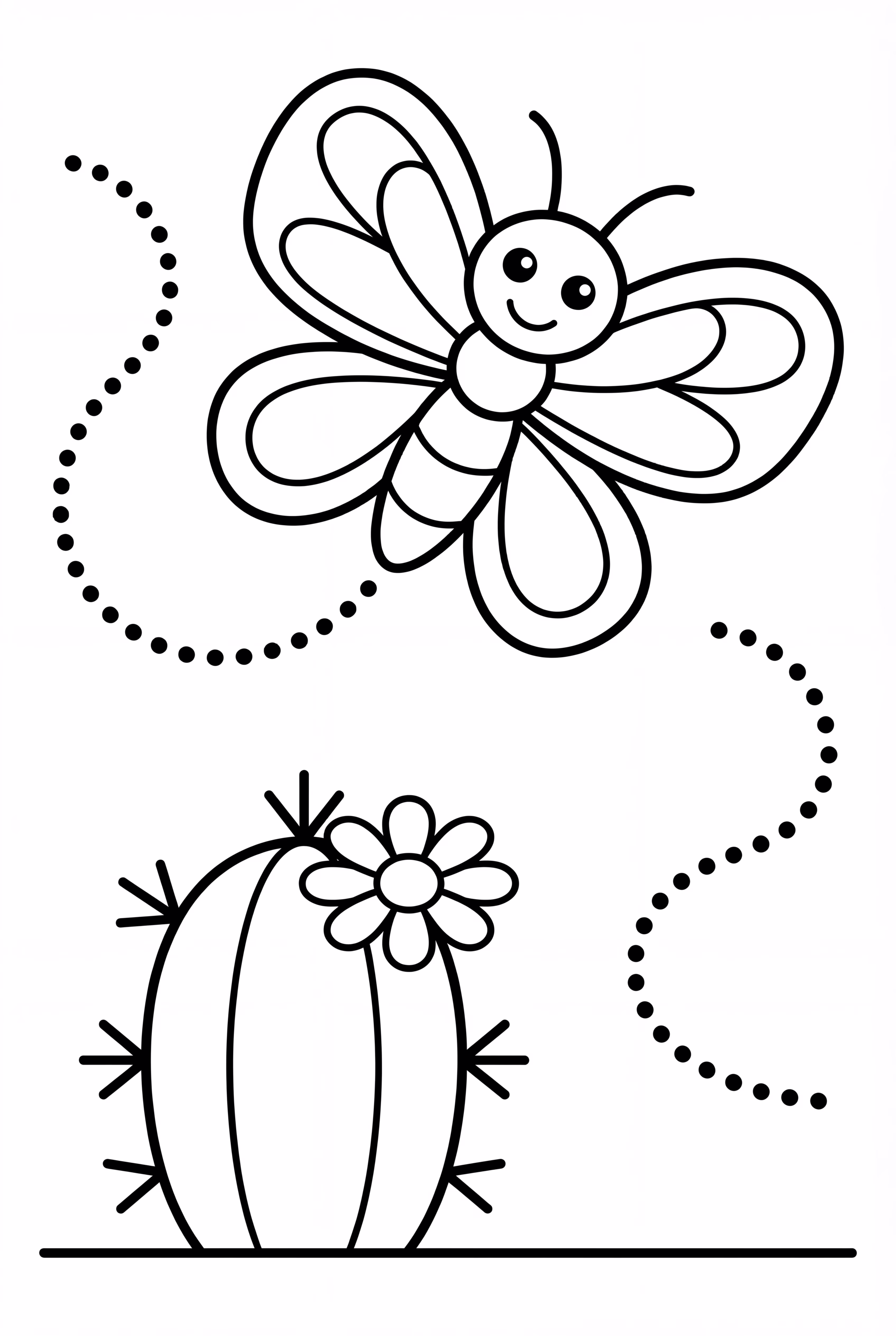 Butterfly Circling Cactus Blossom