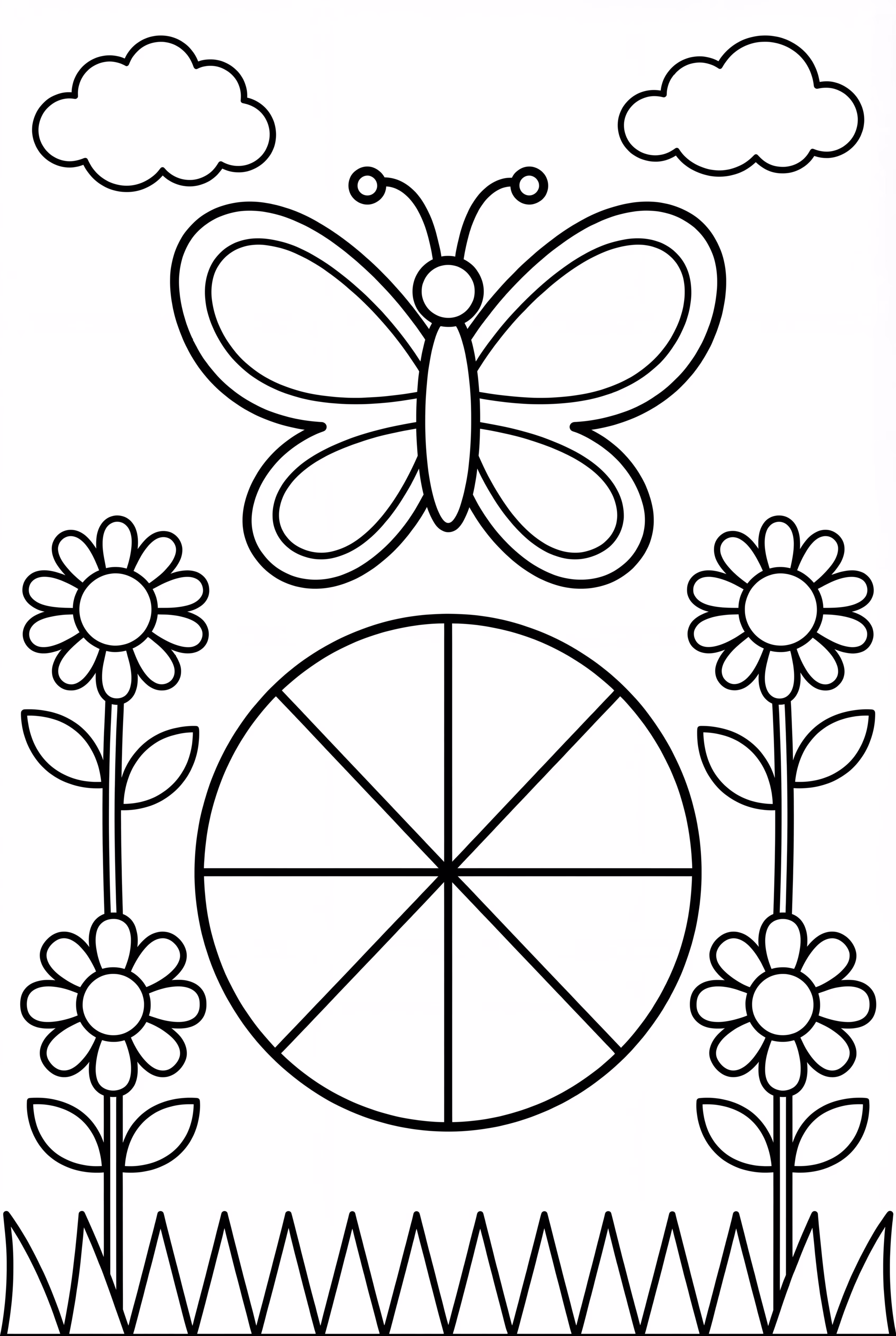 Butterfly Over Garden Color Wheel