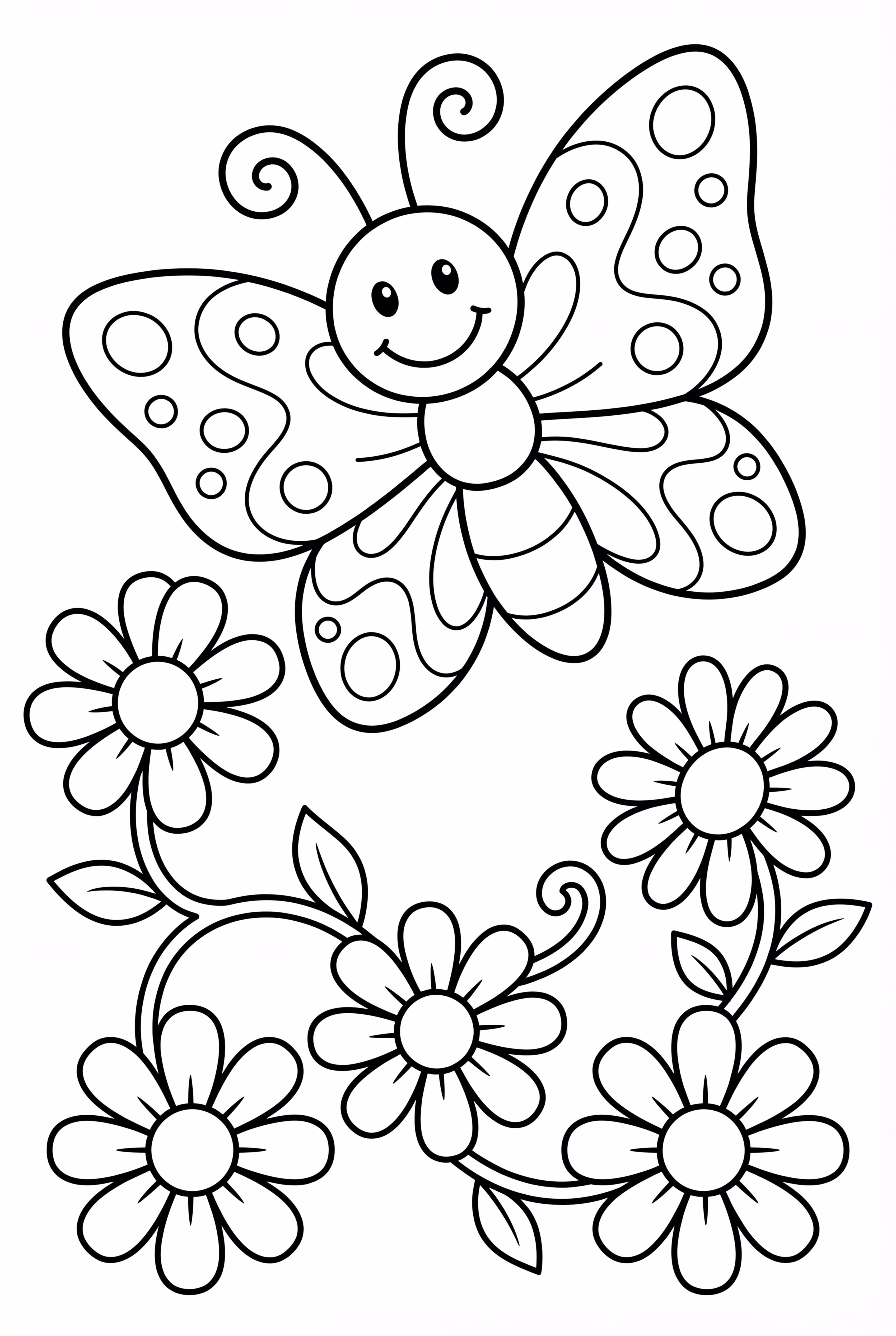 Butterfly Visiting Daisy Chain Flowers