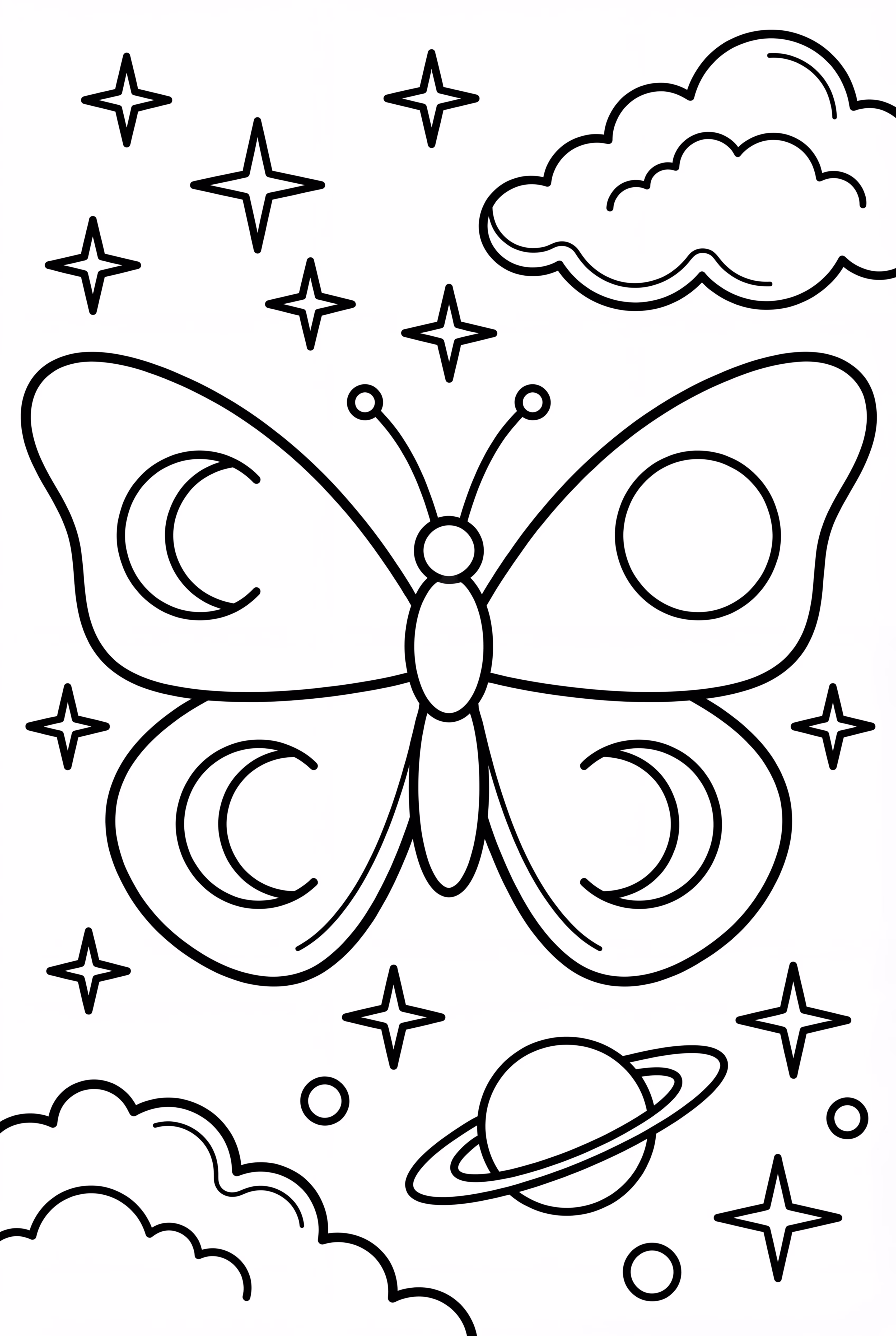 Schmetterling mit himmlischen Mondphasen