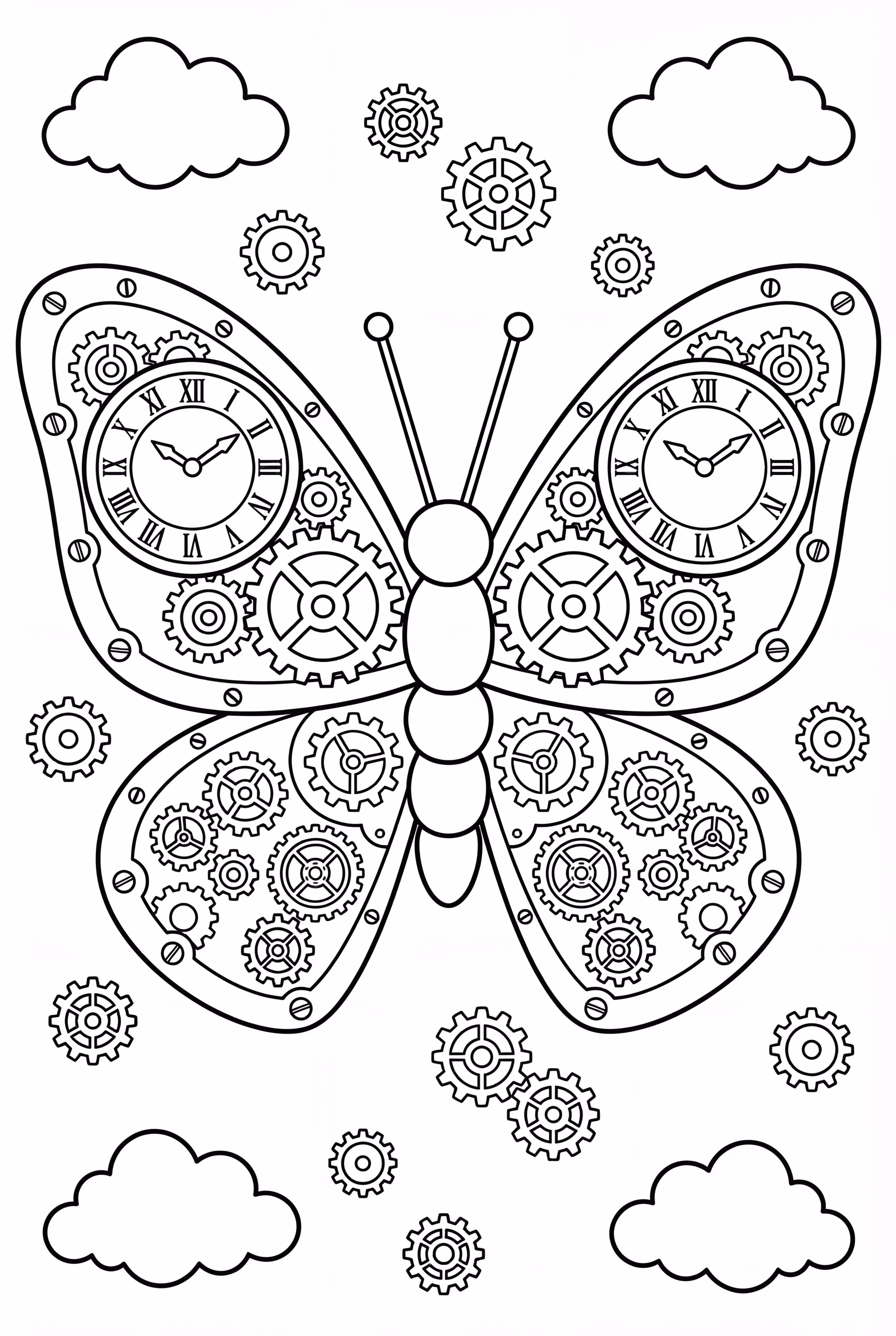 Mariposa con Motivos de Engranajes Steampunk