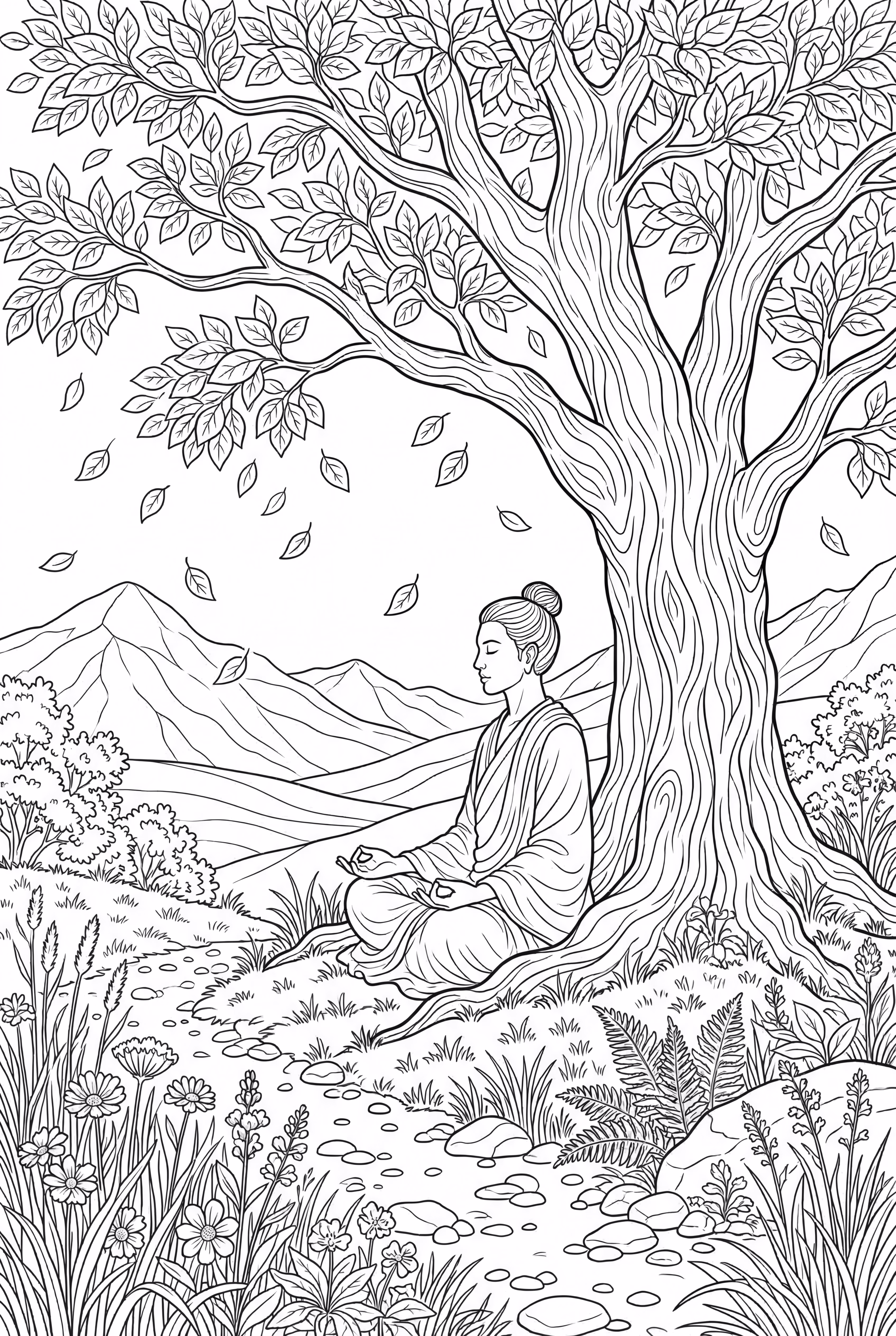 Calm Mindfulness Meditation Under A Tree