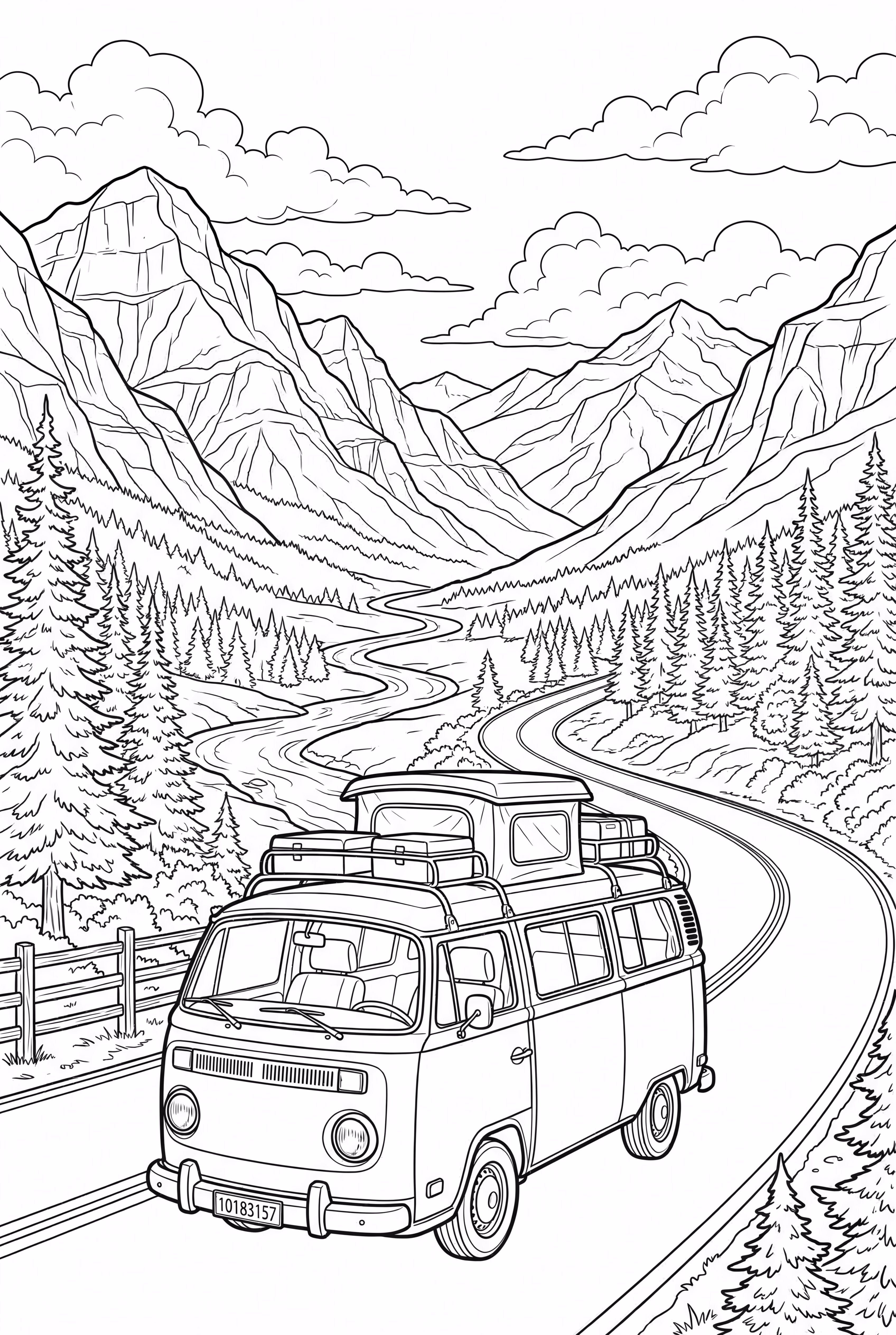 露营车公路旅行山景