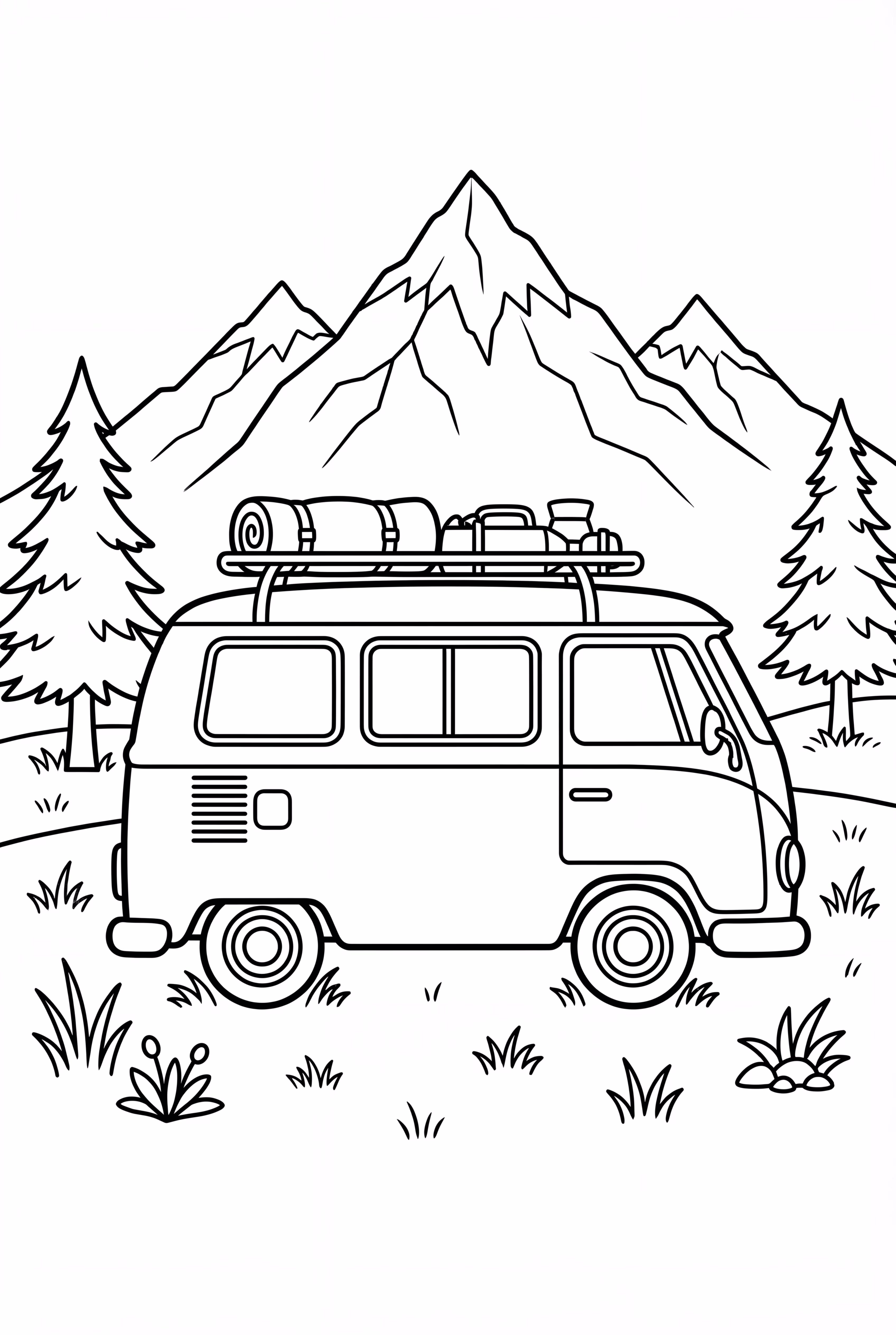 Camper Van Road Trip Mountain Landscape