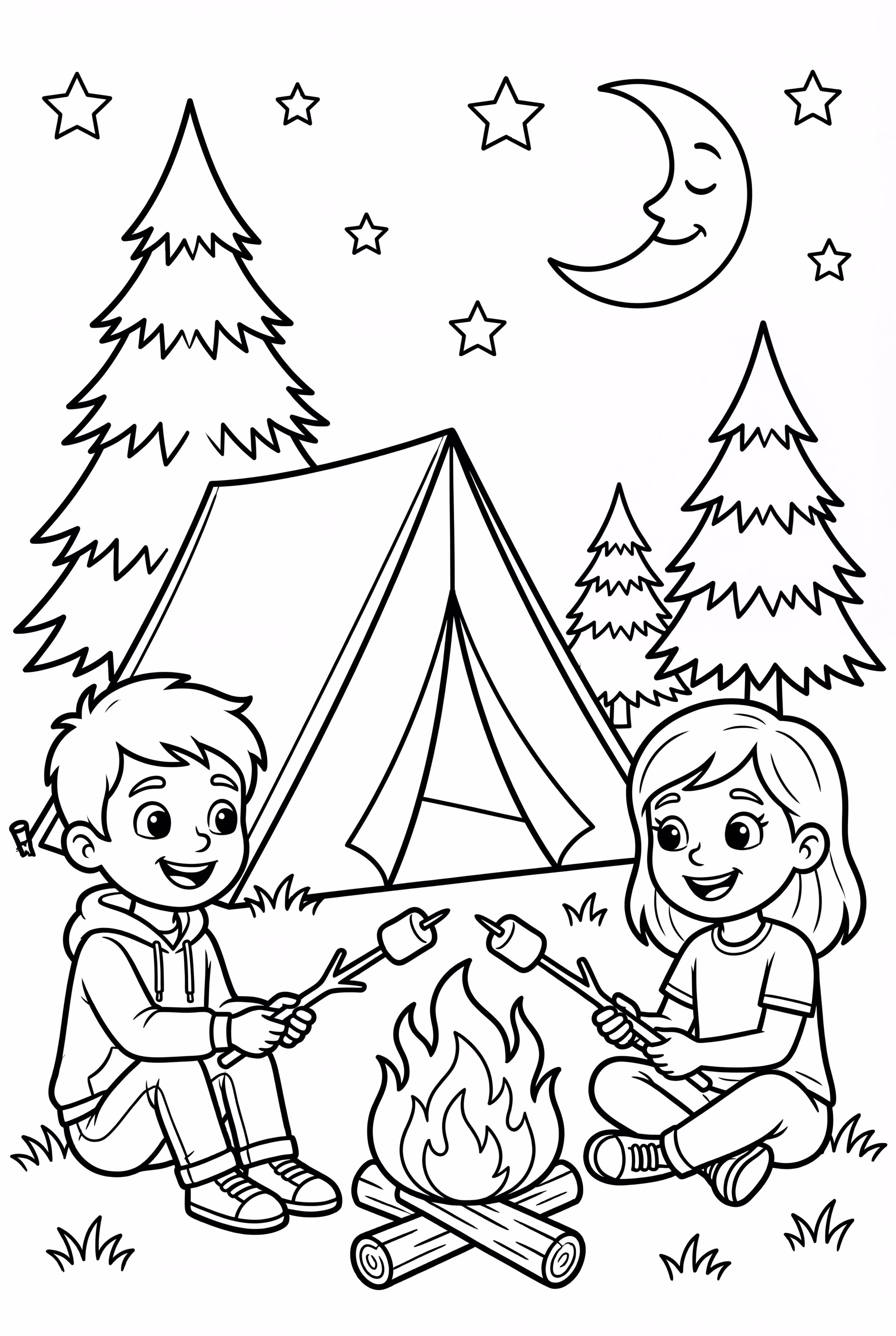 夏夜星空下露營