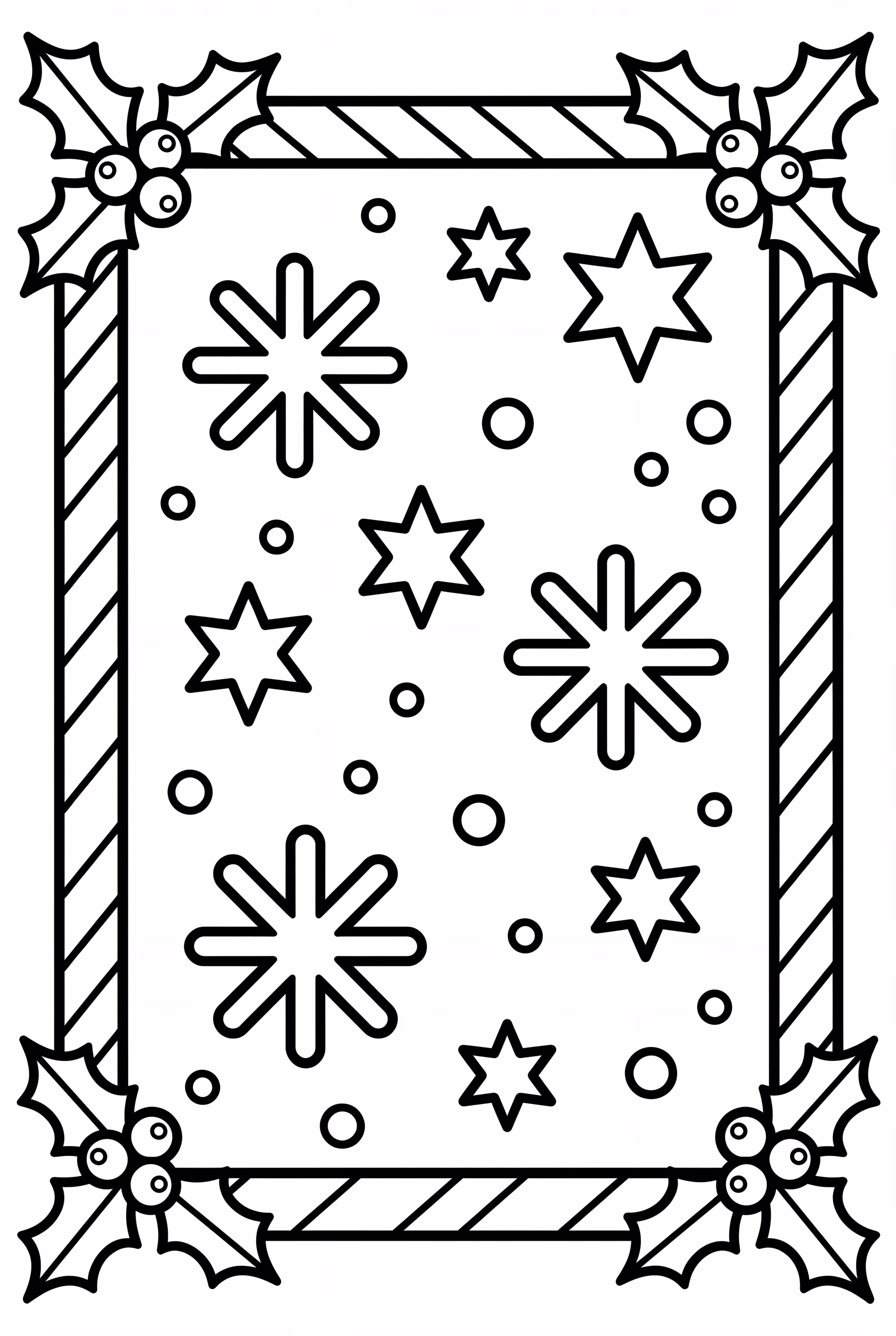 Candy Cane Border With Holly Leaves