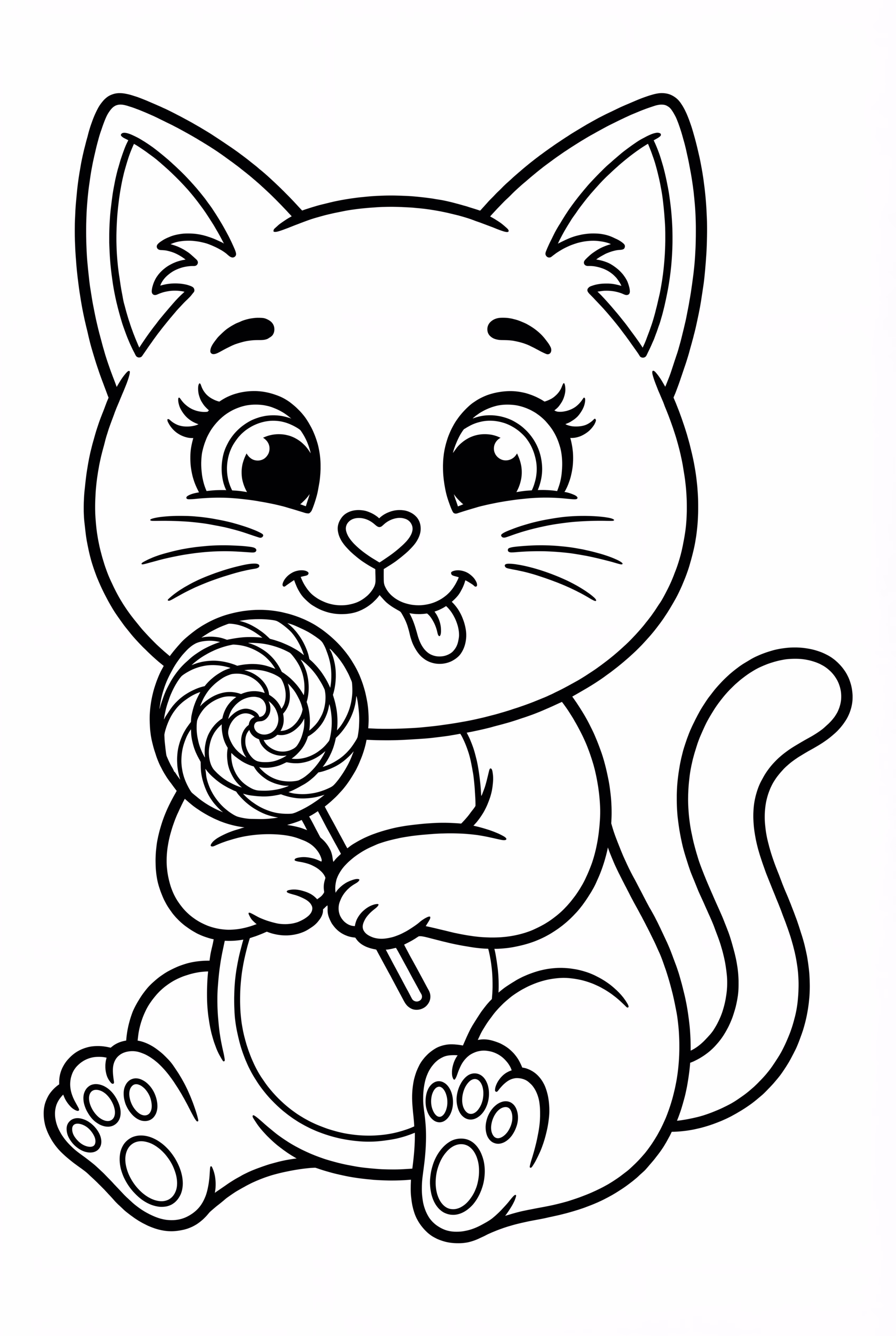Candy Cat Licking Lollipop