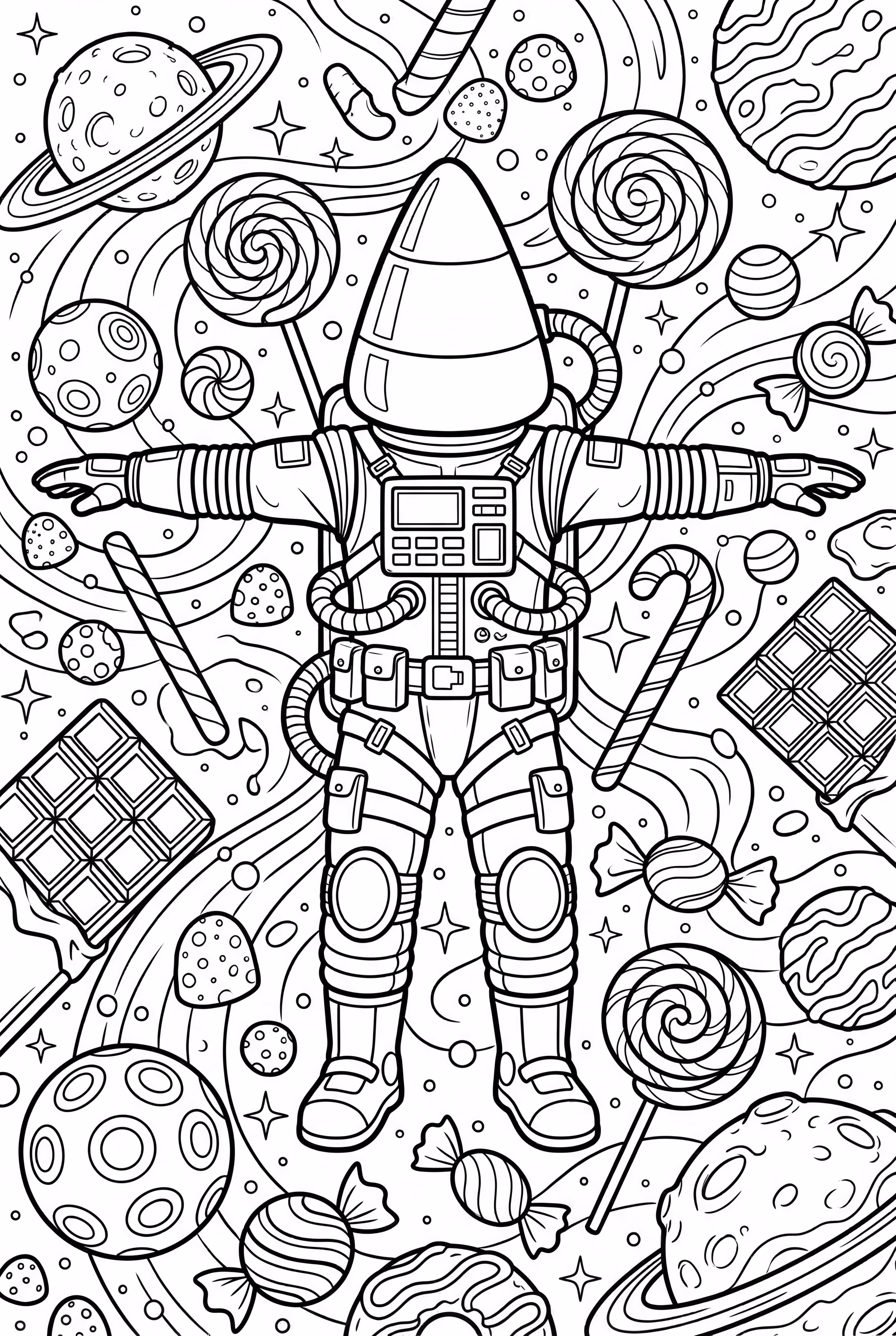 Astronaute de Bonbons en Maïs dans une Galaxie de Friandises