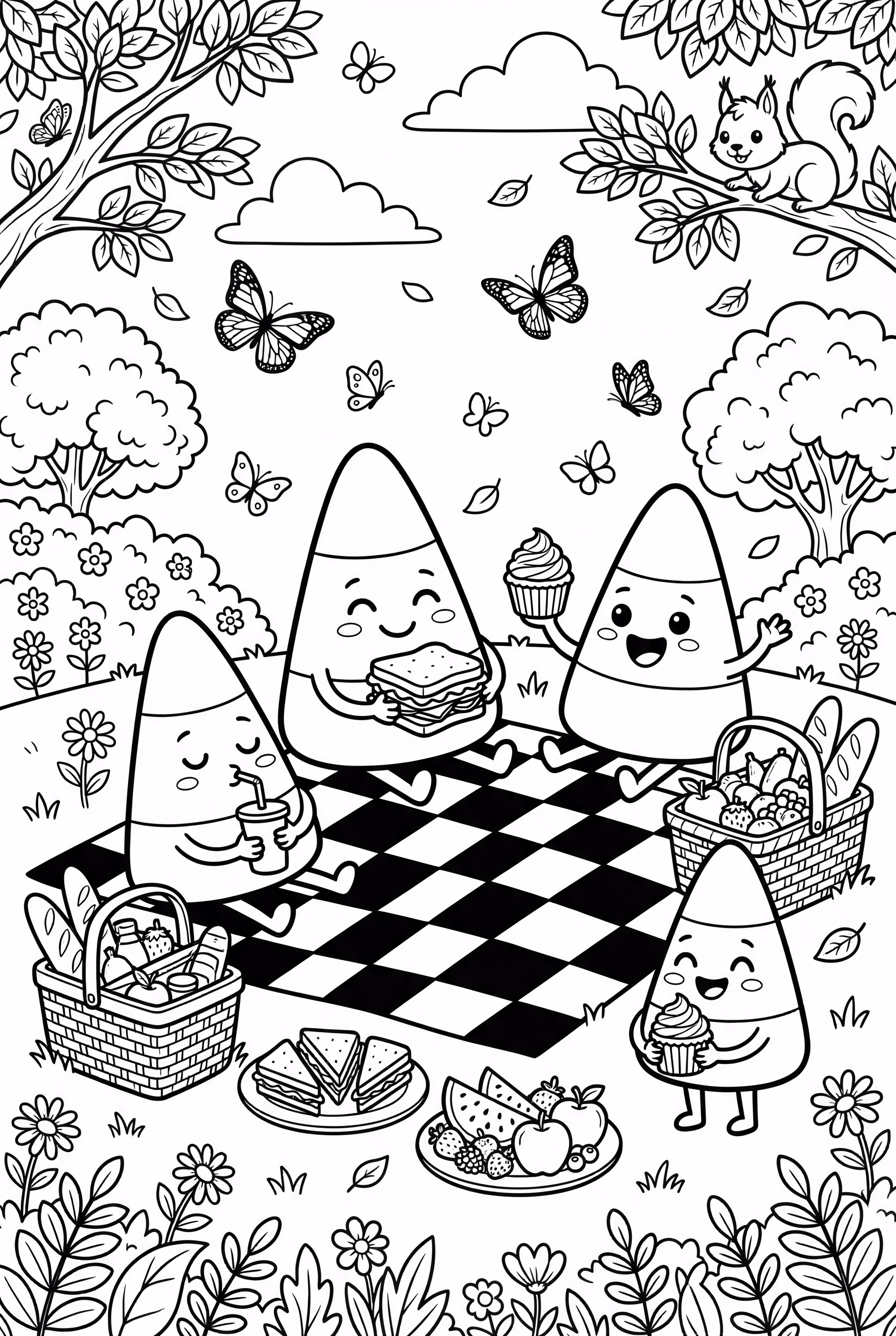 Candy Corn Characters Having A Picnic