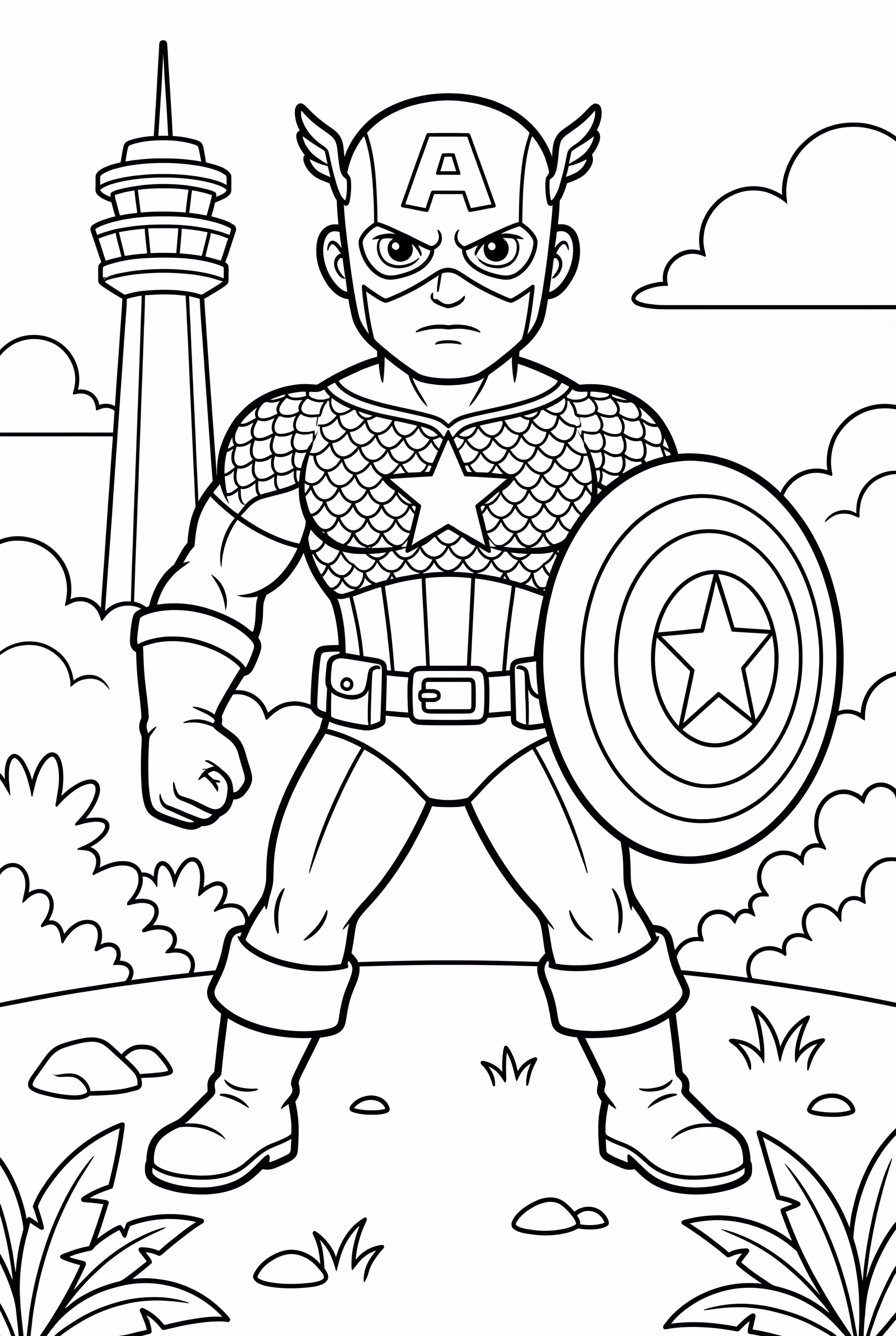 美國隊長簡易卡通肖像