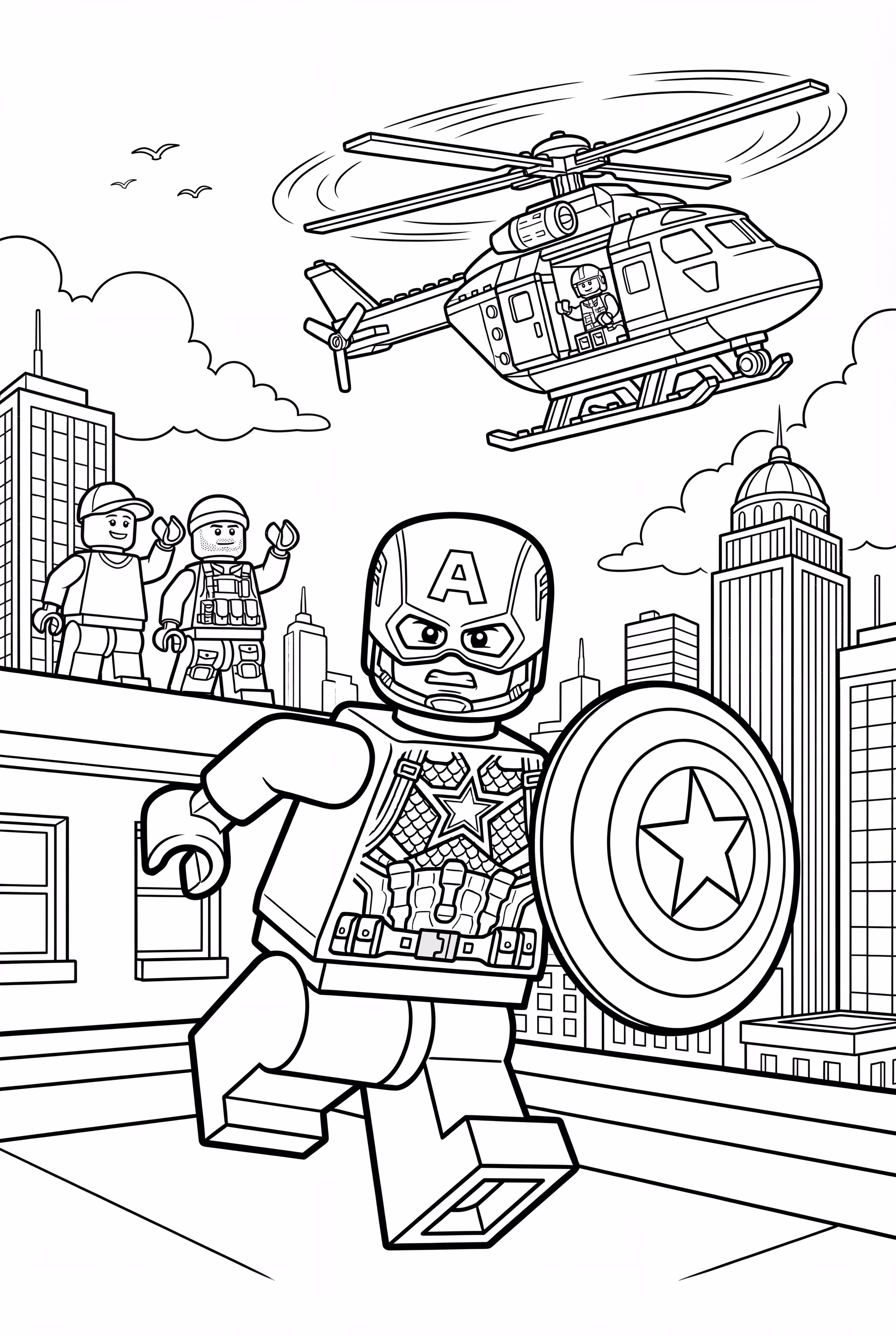 美國隊長樂高直升機救援