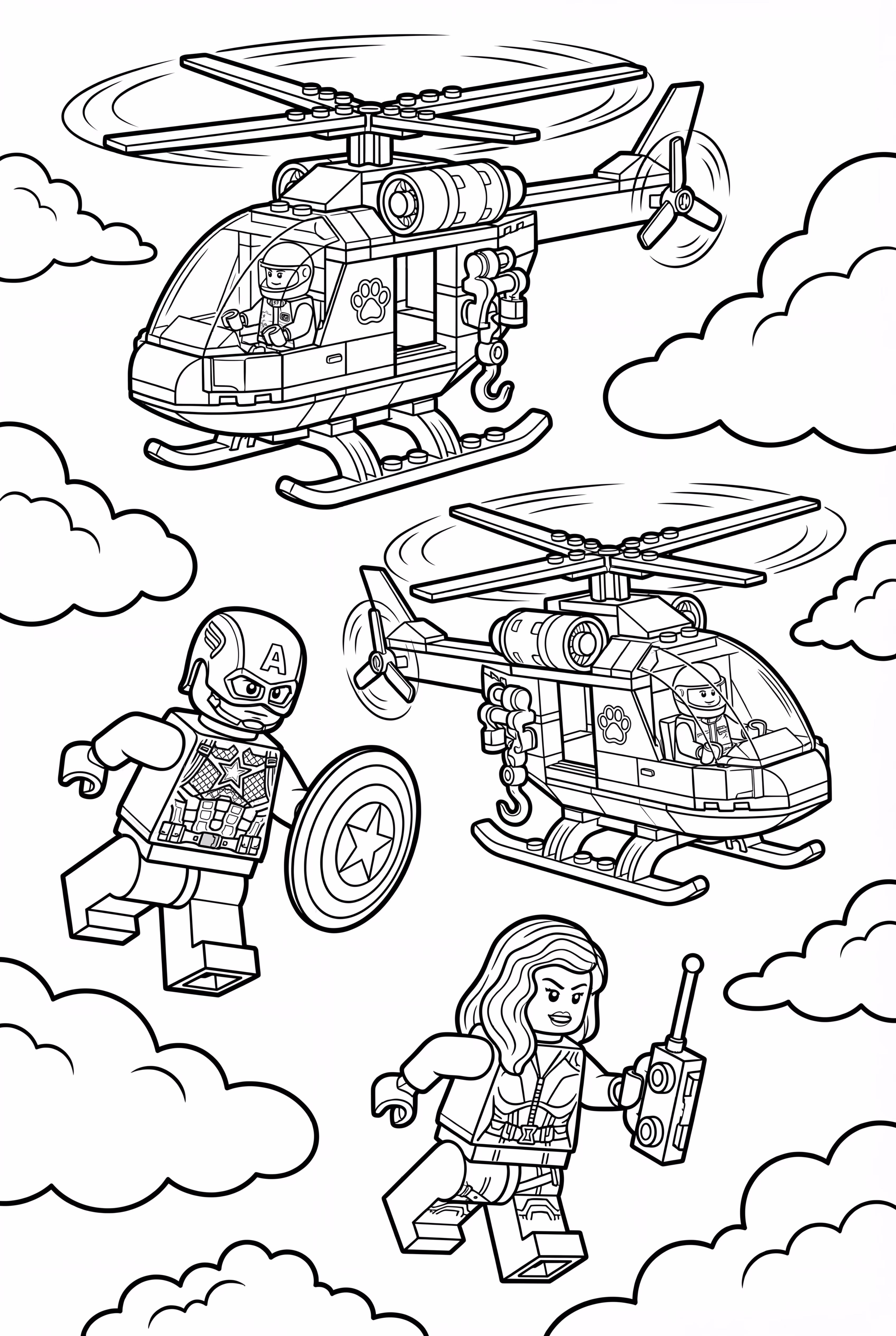 美國隊長樂高直升機救援