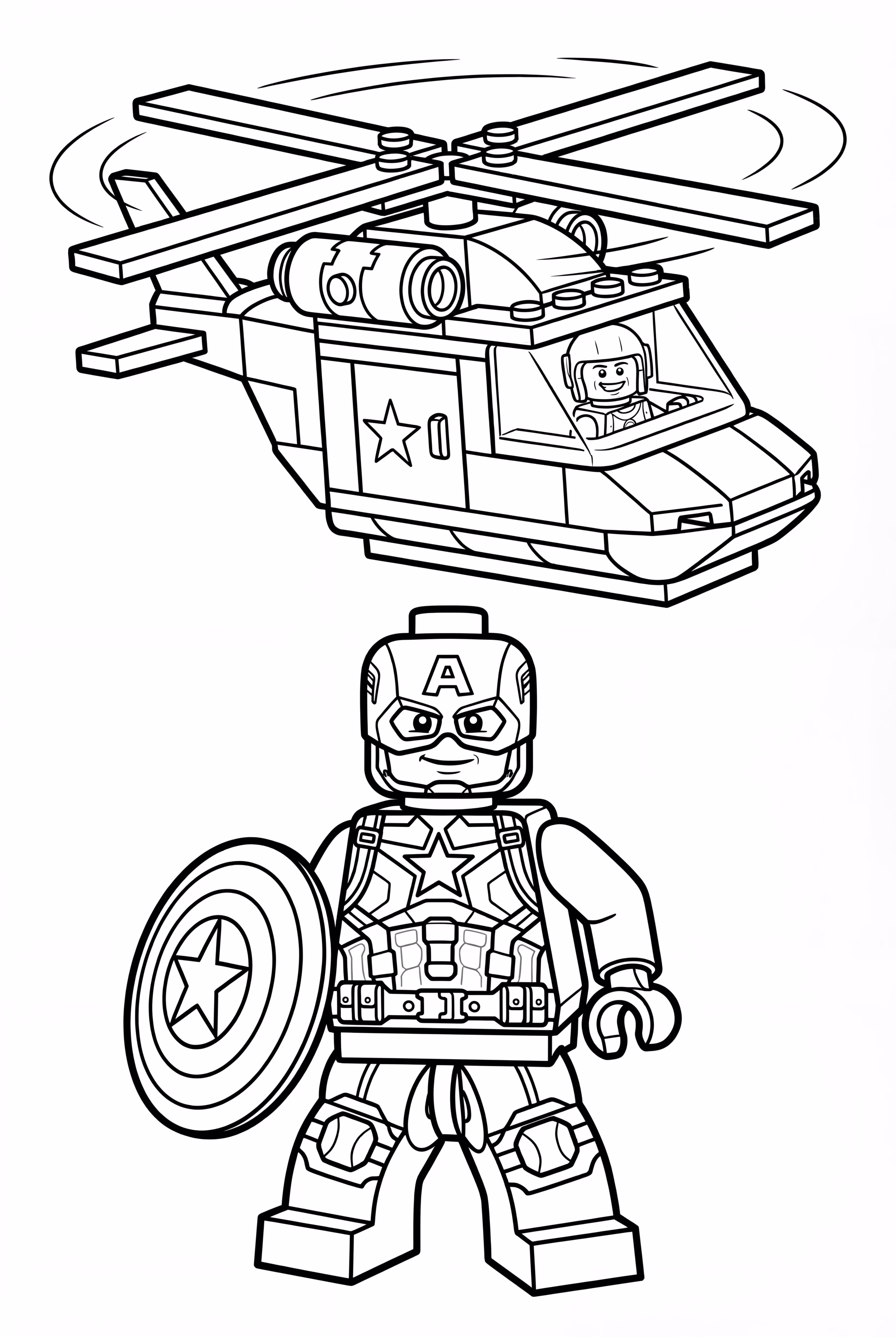美國隊長樂高直升機救援