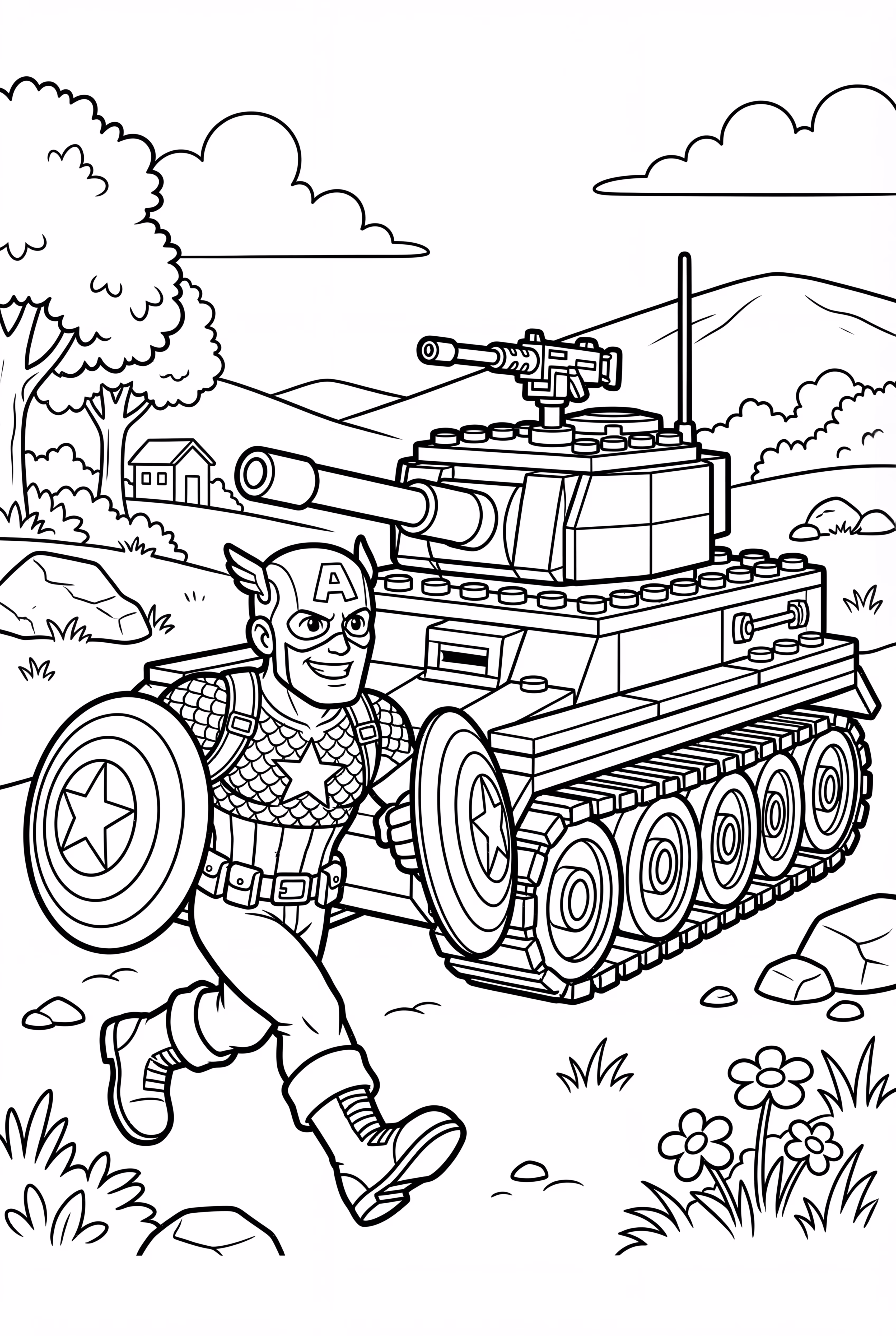 美國隊長樂高坦克對決