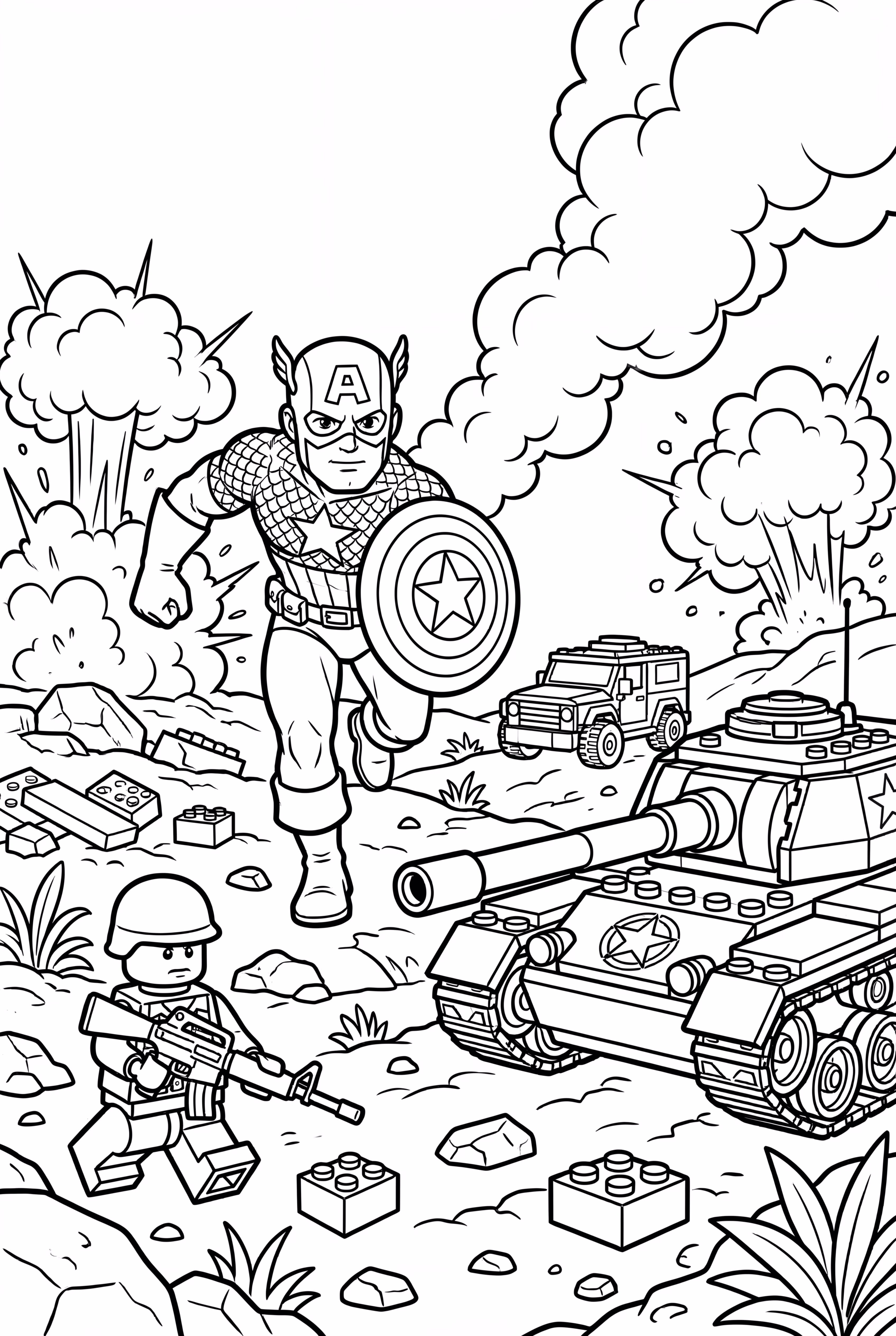 美國隊長樂高坦克對決