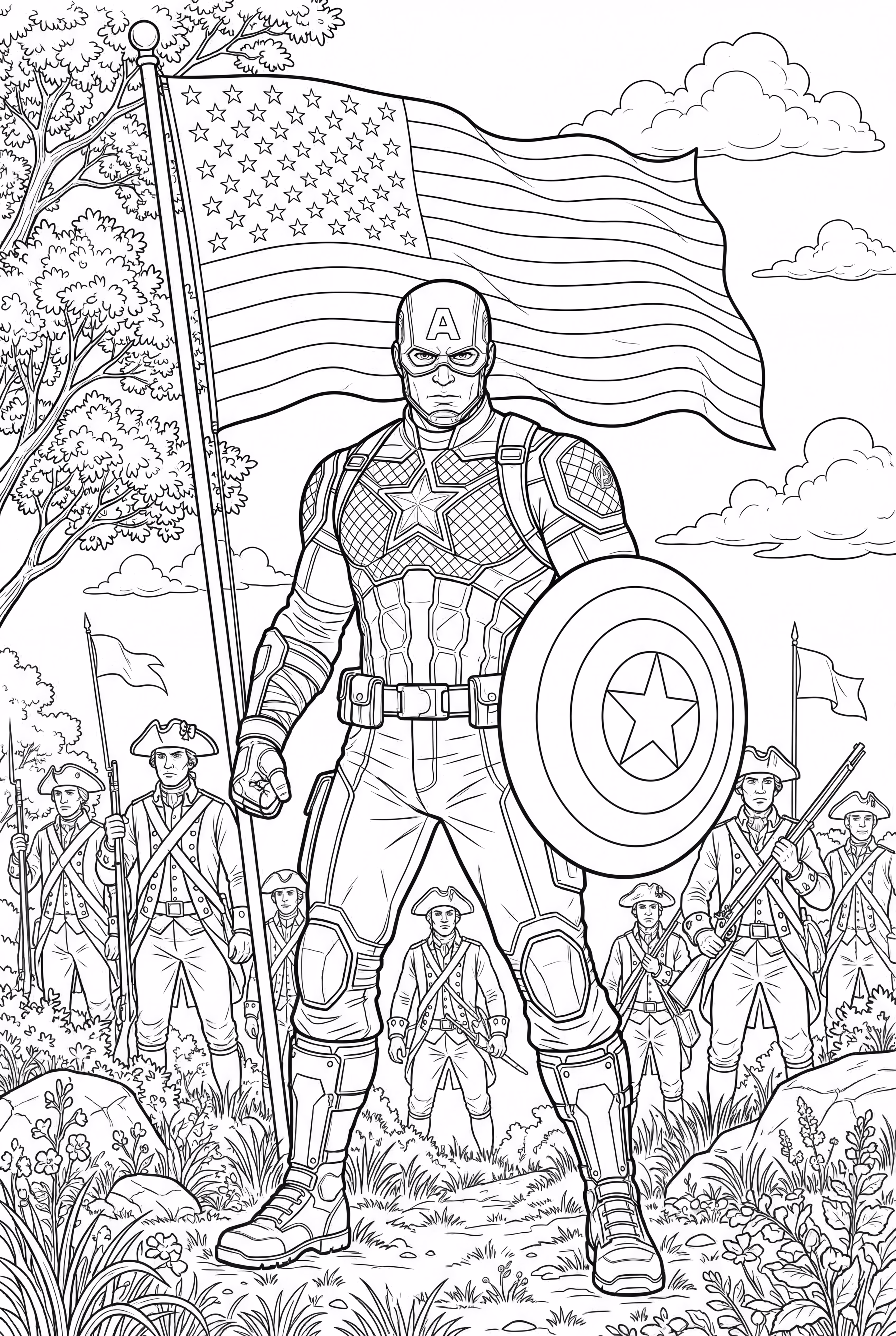 Captain America Waving Flag Background