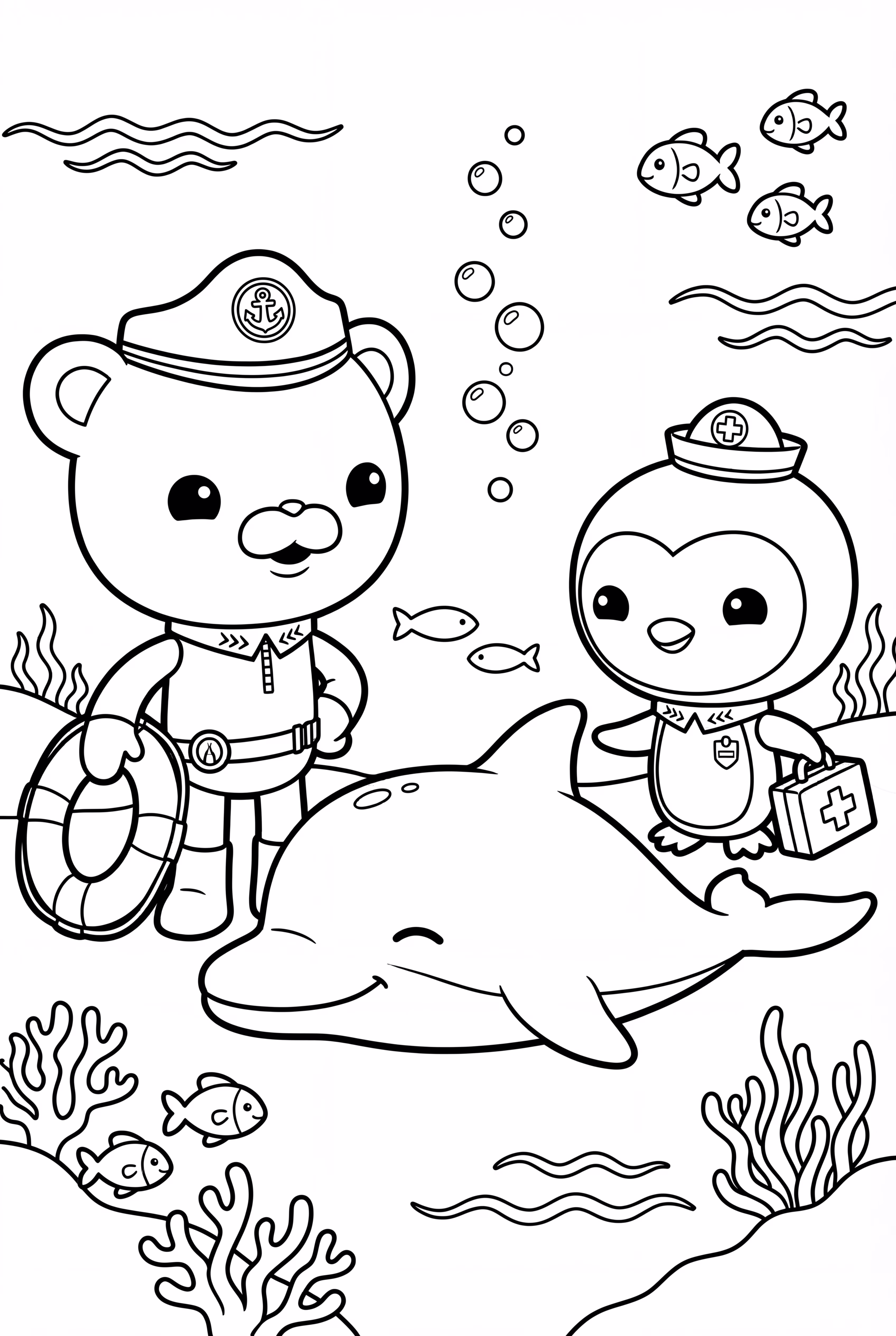 Captain Barnacles And Peso Rescuing A Dolphin