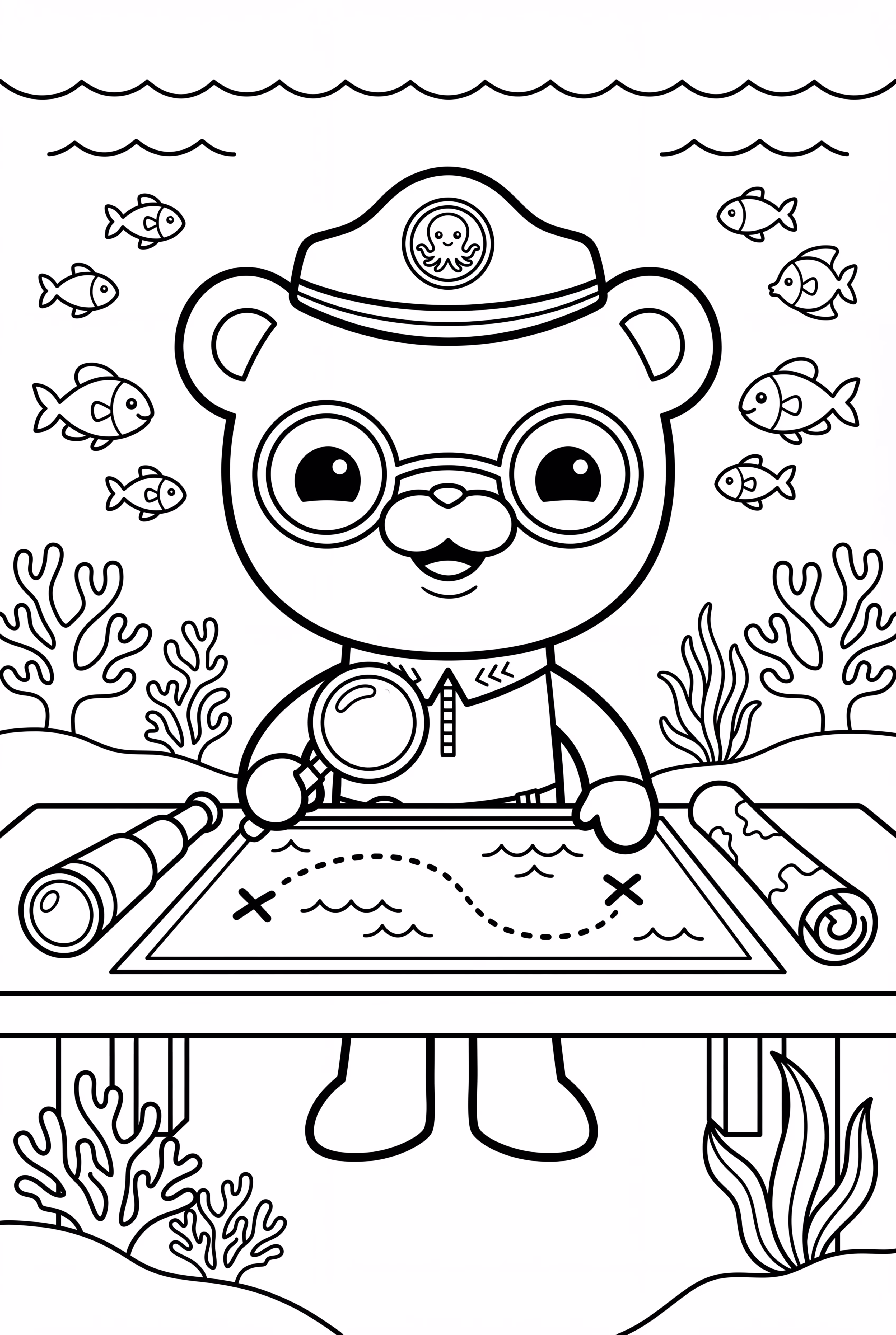 Captain Barnacles Inspecting Navigation Charts