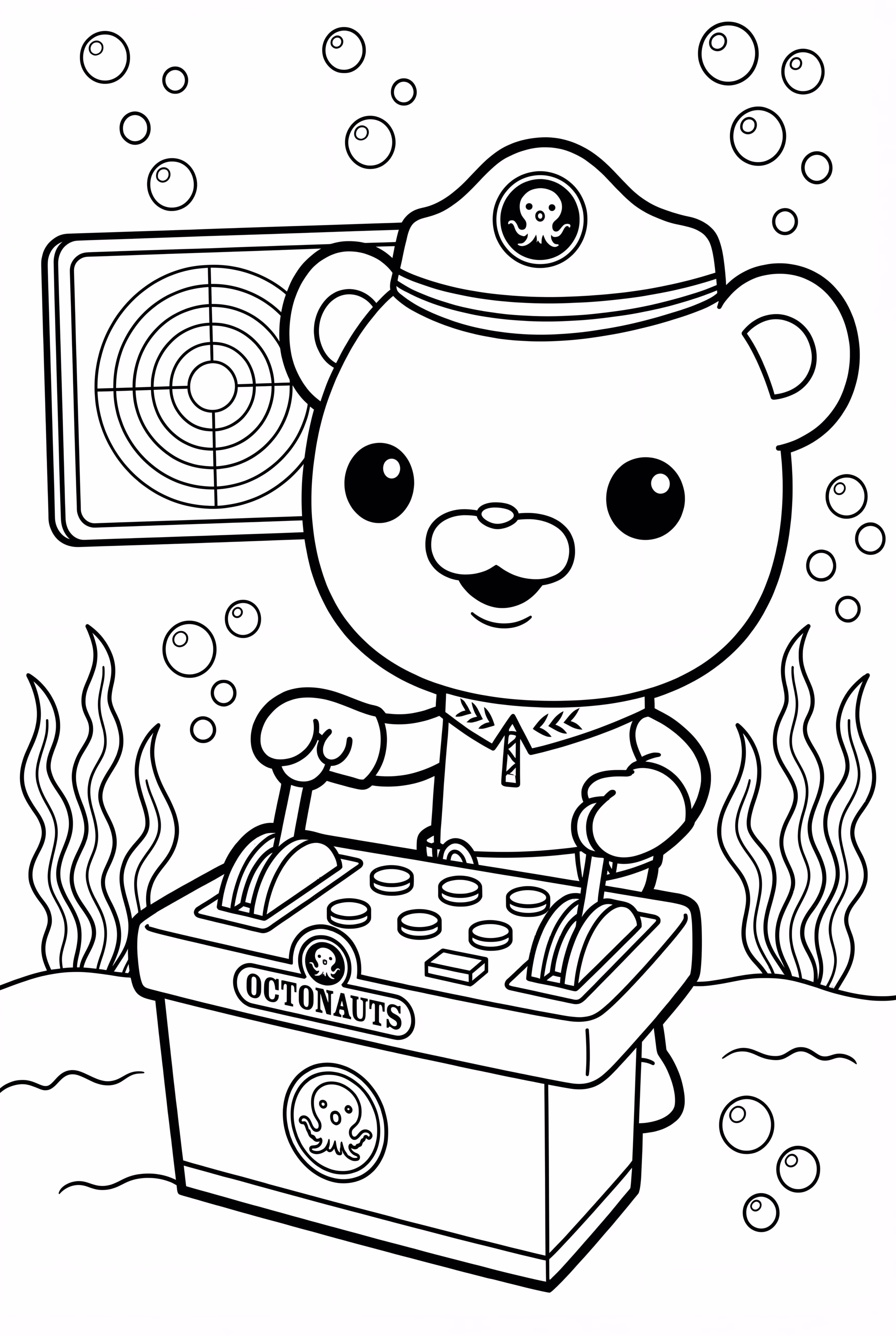 Captain Barnacles Operating Sonar Controls