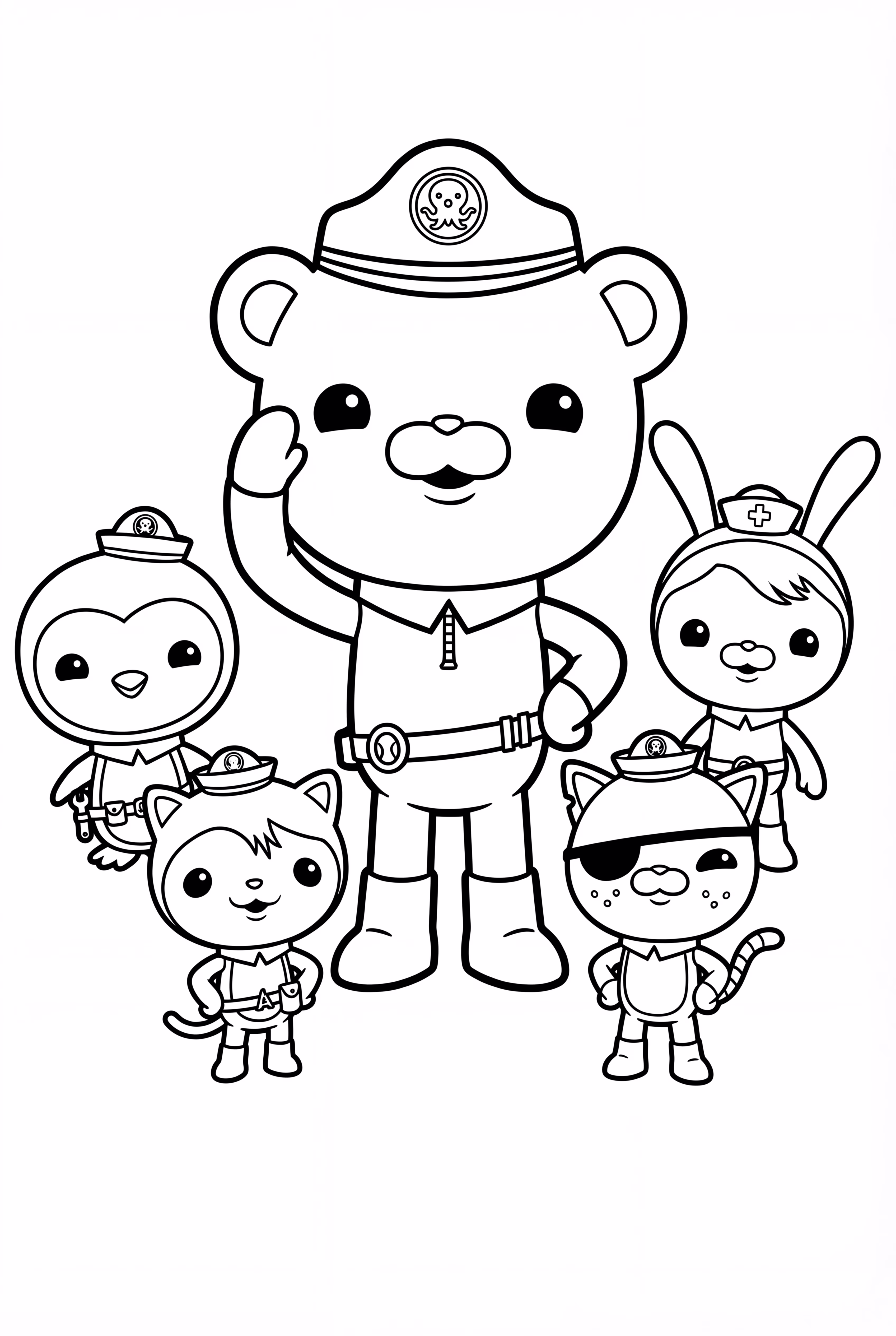 Captain Barnacles Saluting With Team