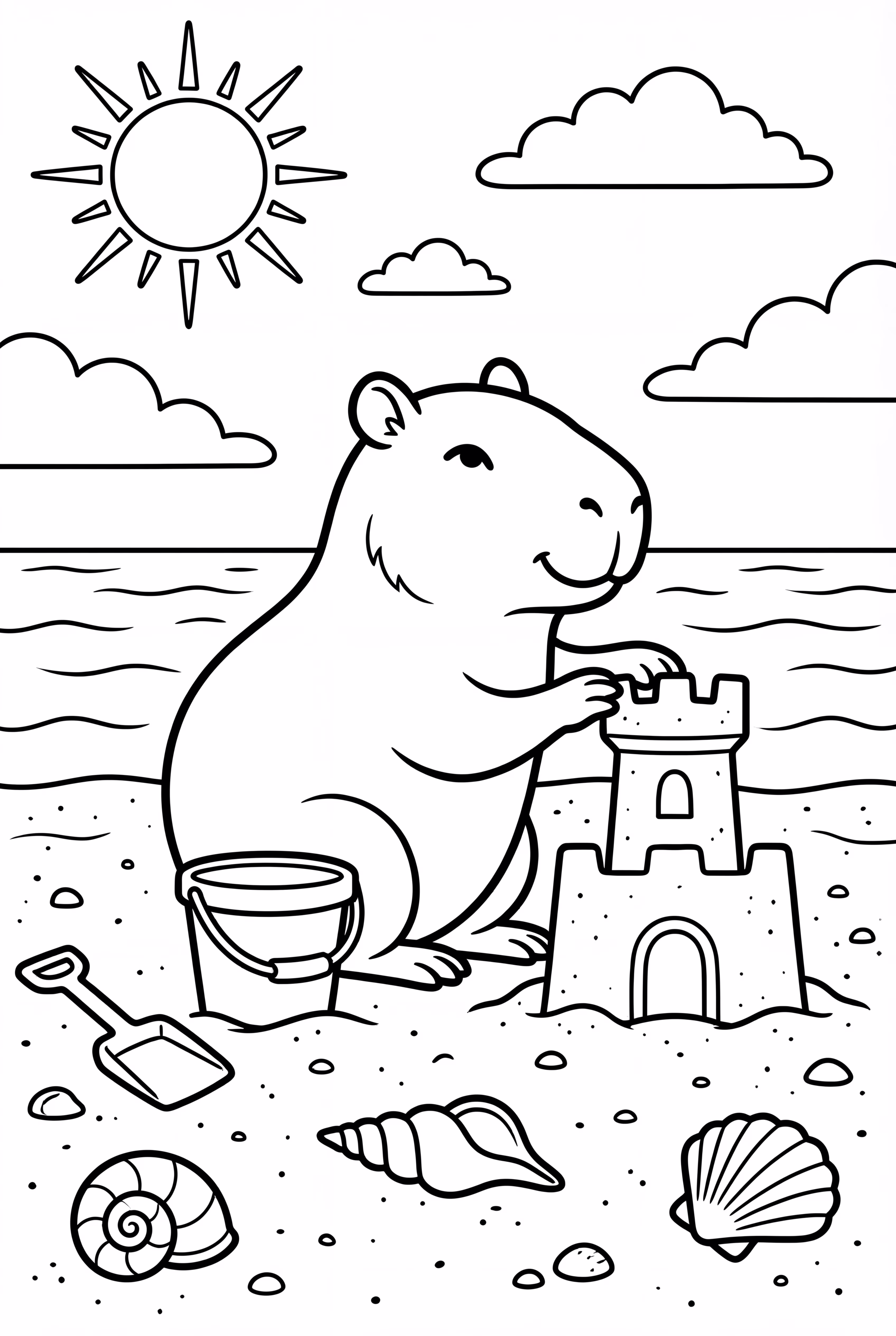 Capybara Building A Sandcastle On The Beach