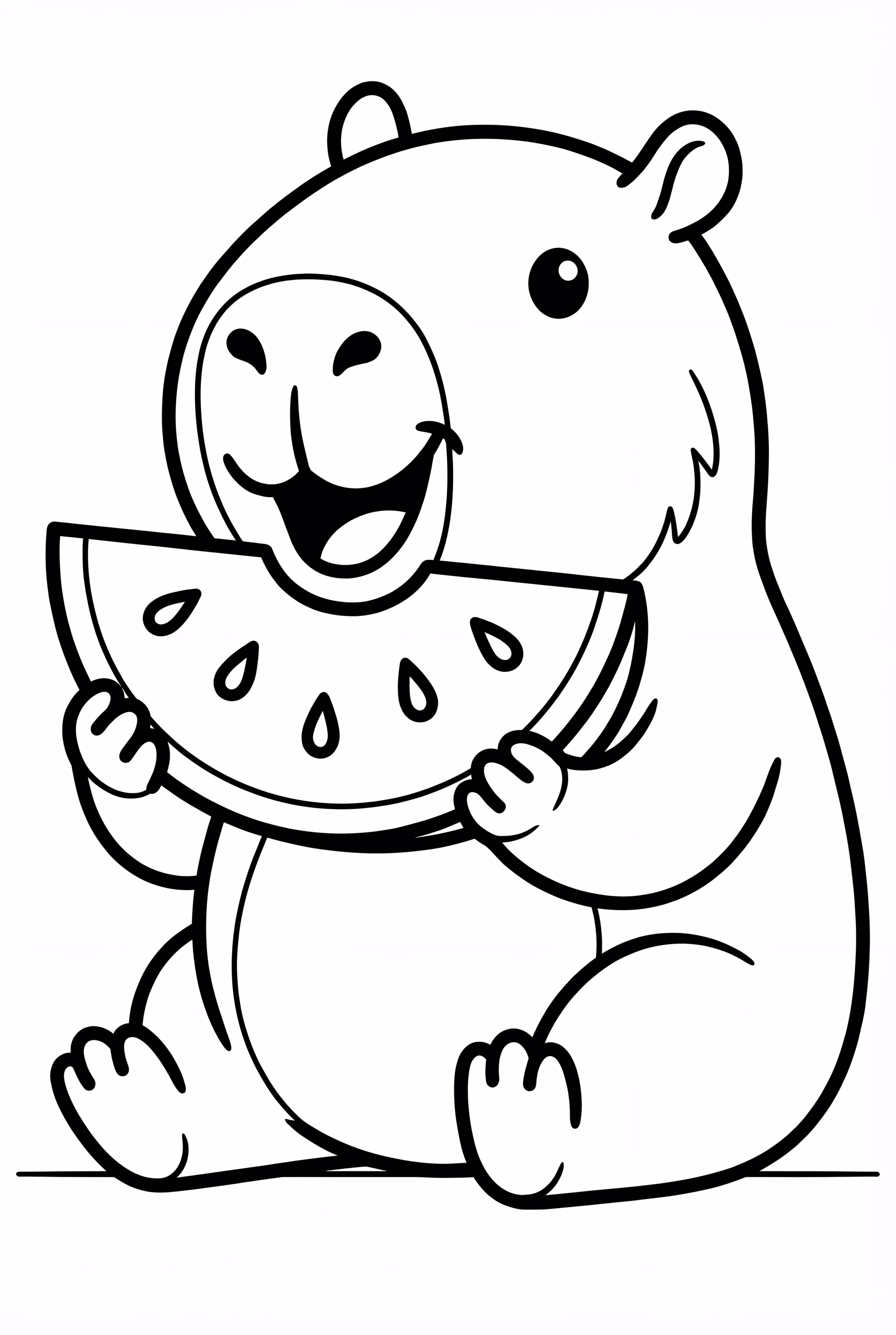 Capybara Eating A Watermelon Slice