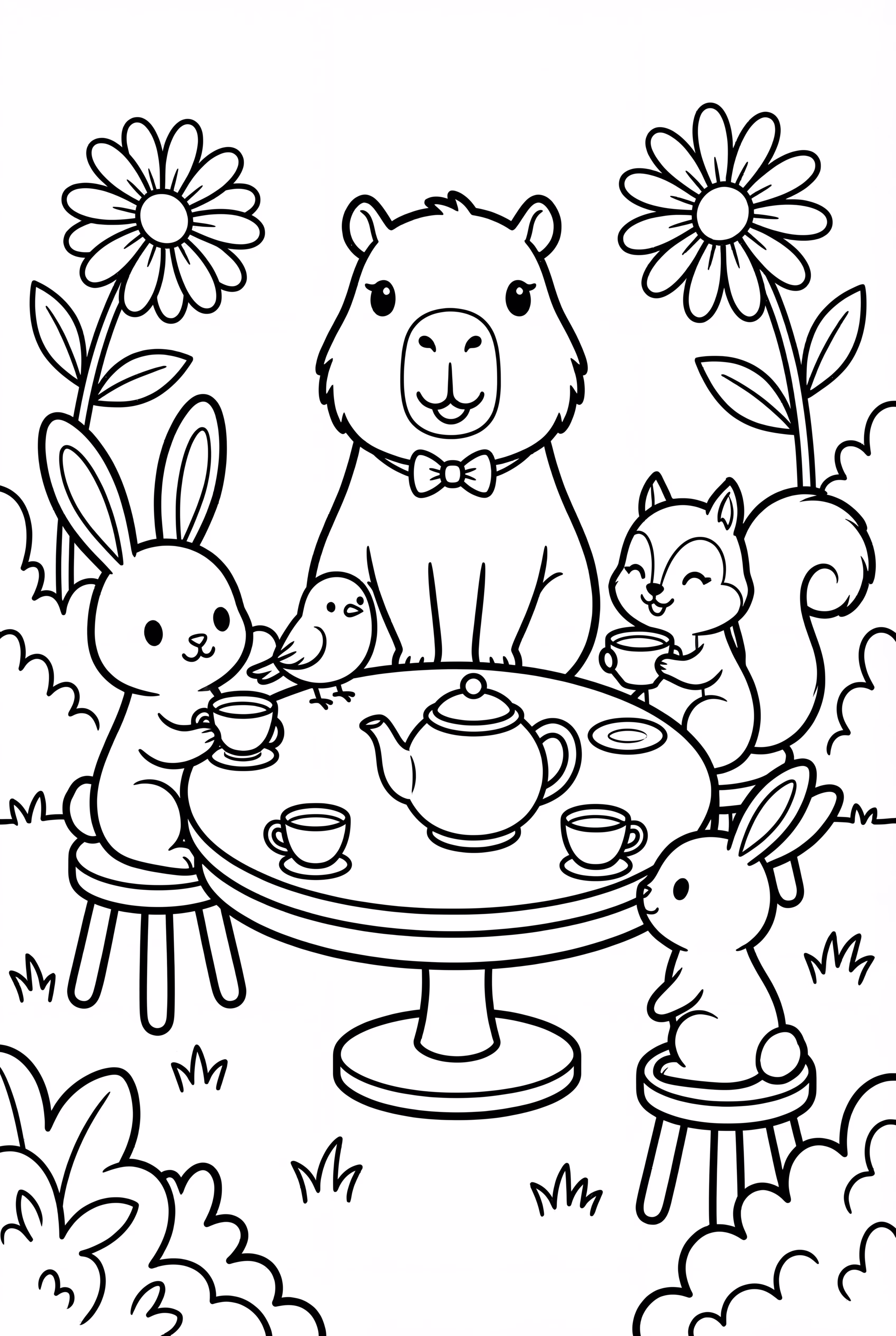 Capybara Hosting A Tea Party For Animals