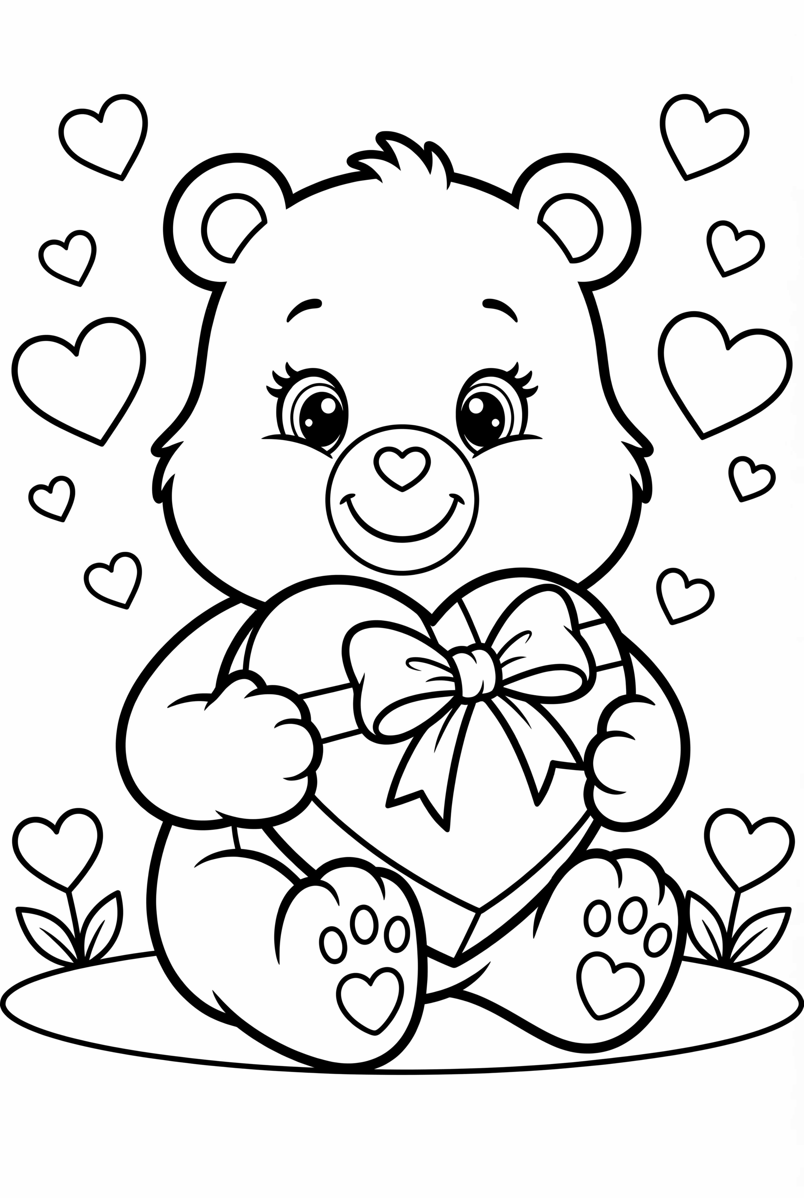 拿着心形礼物的彩虹小熊