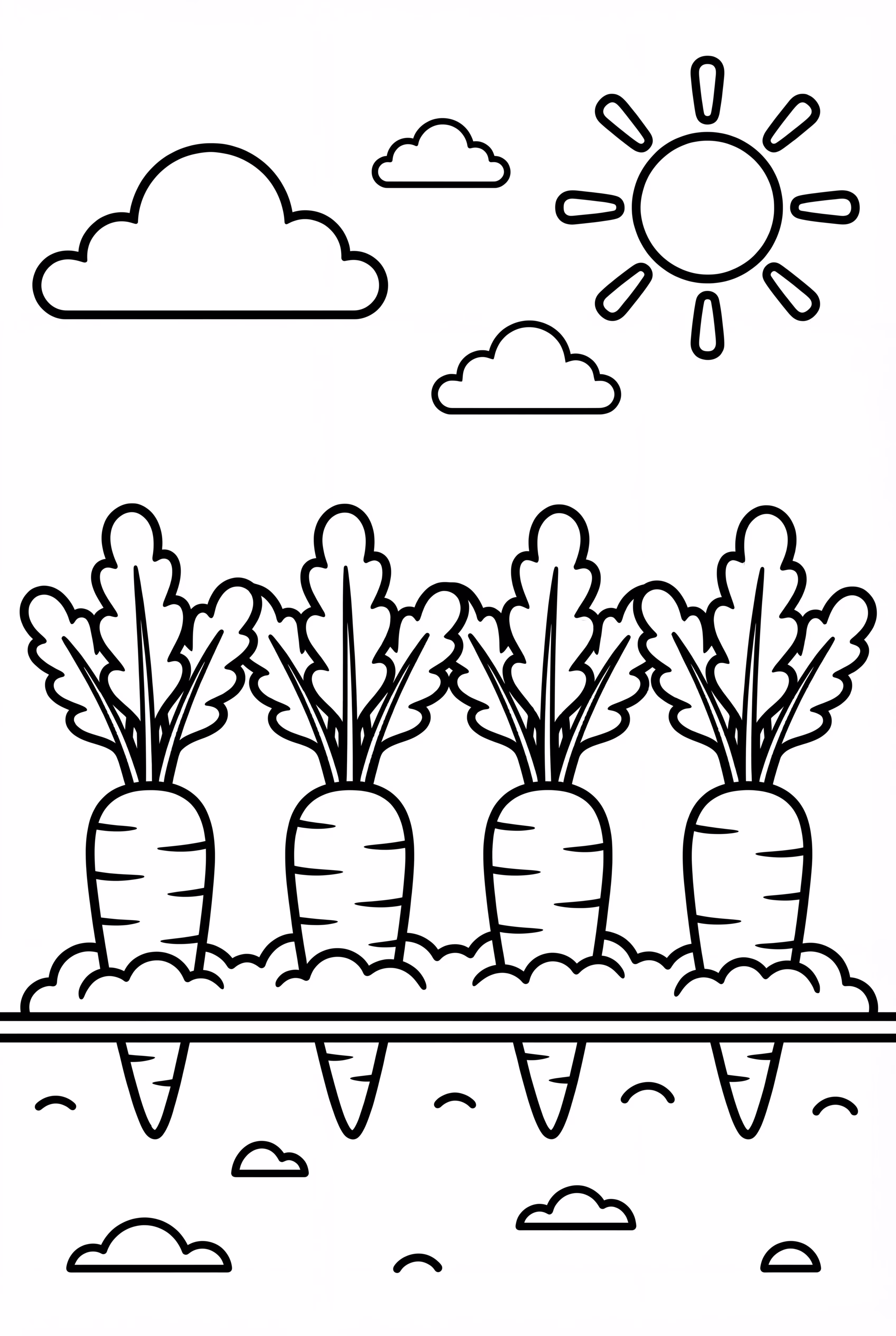 Carrots Growing In A Garden Row