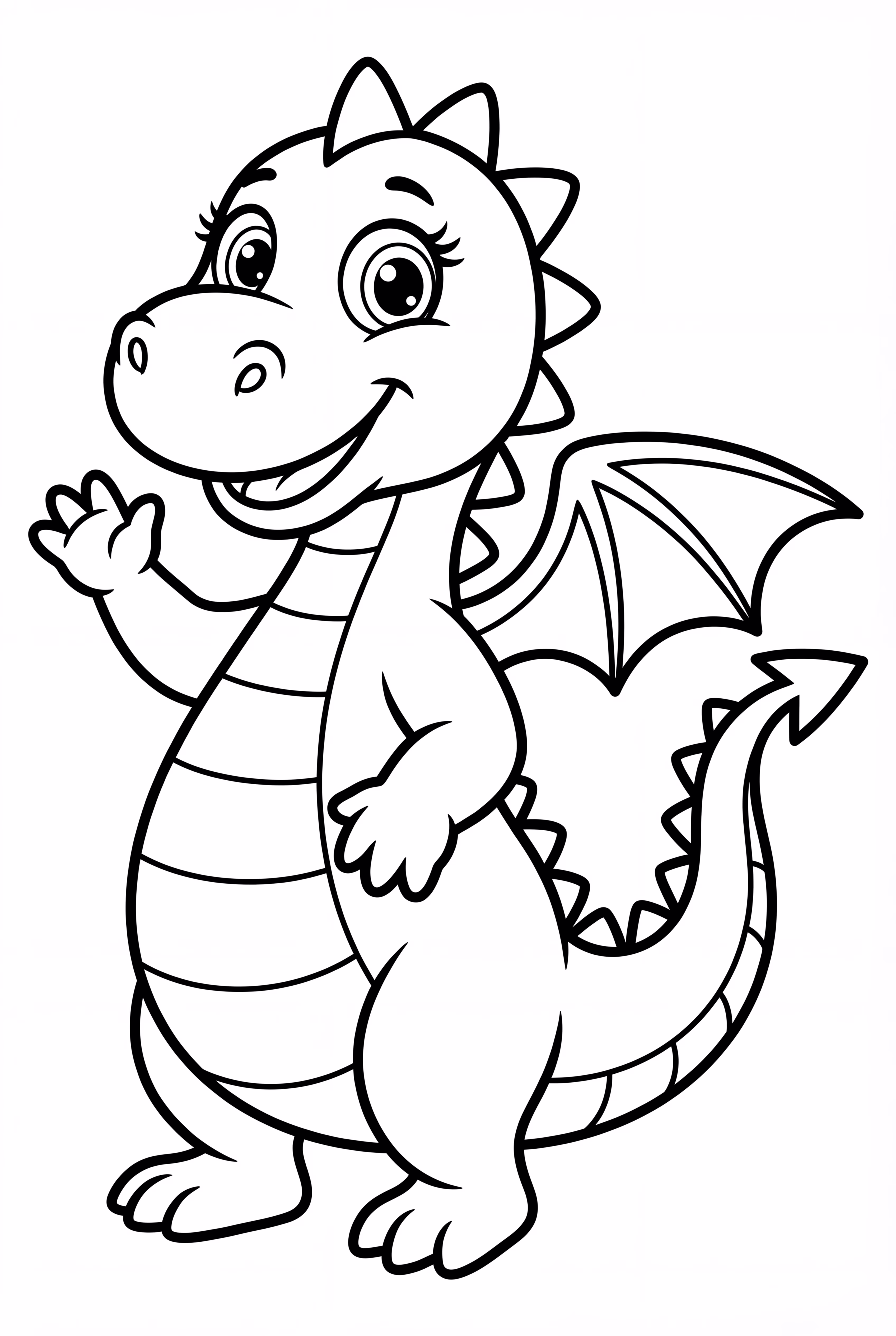 Cartoon Dragon Waving Hello