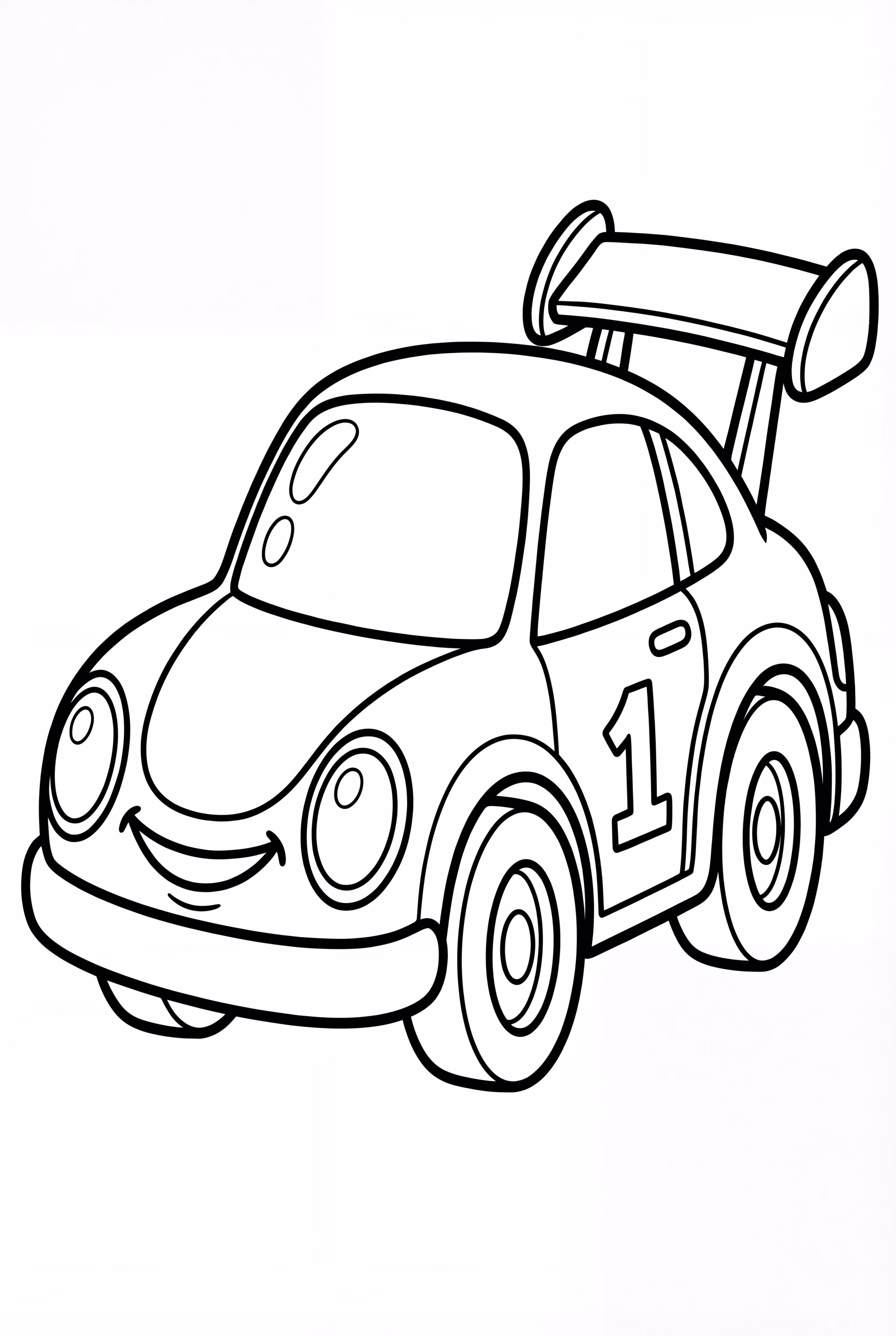 Cartoon Race Car With Oversized Headlights