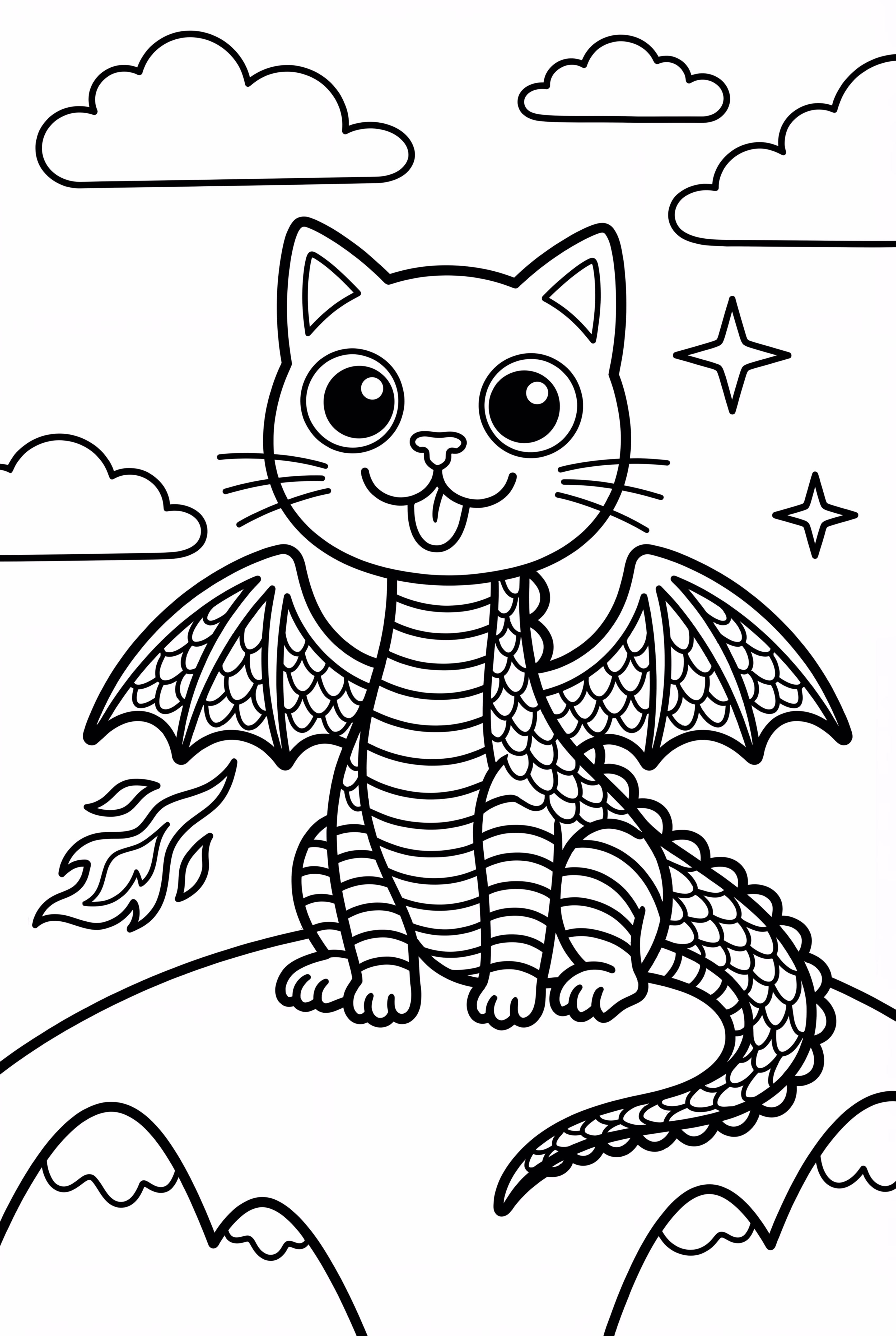 Cat Dragon Breathing Fire