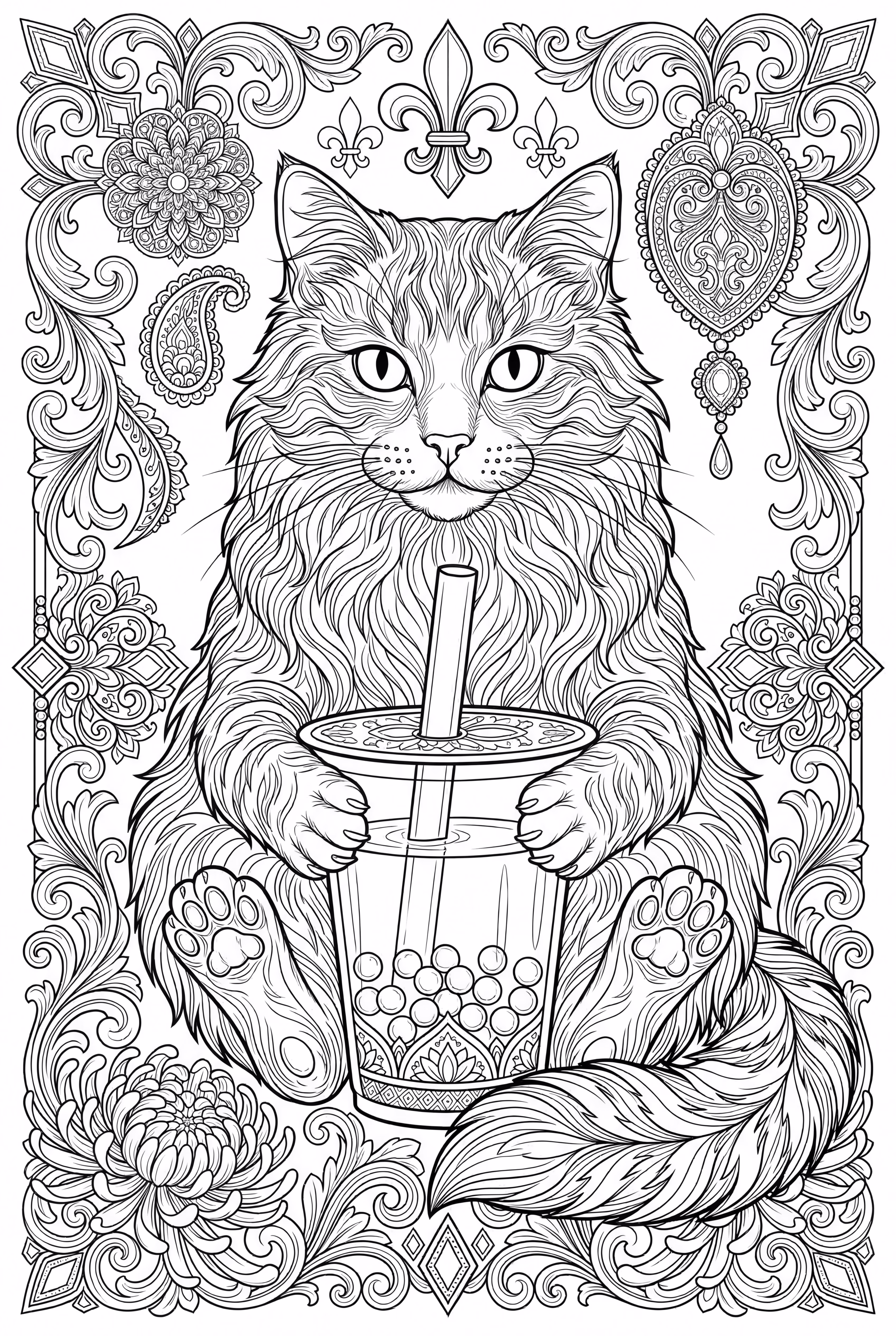 Cat Drinking Boba Tea