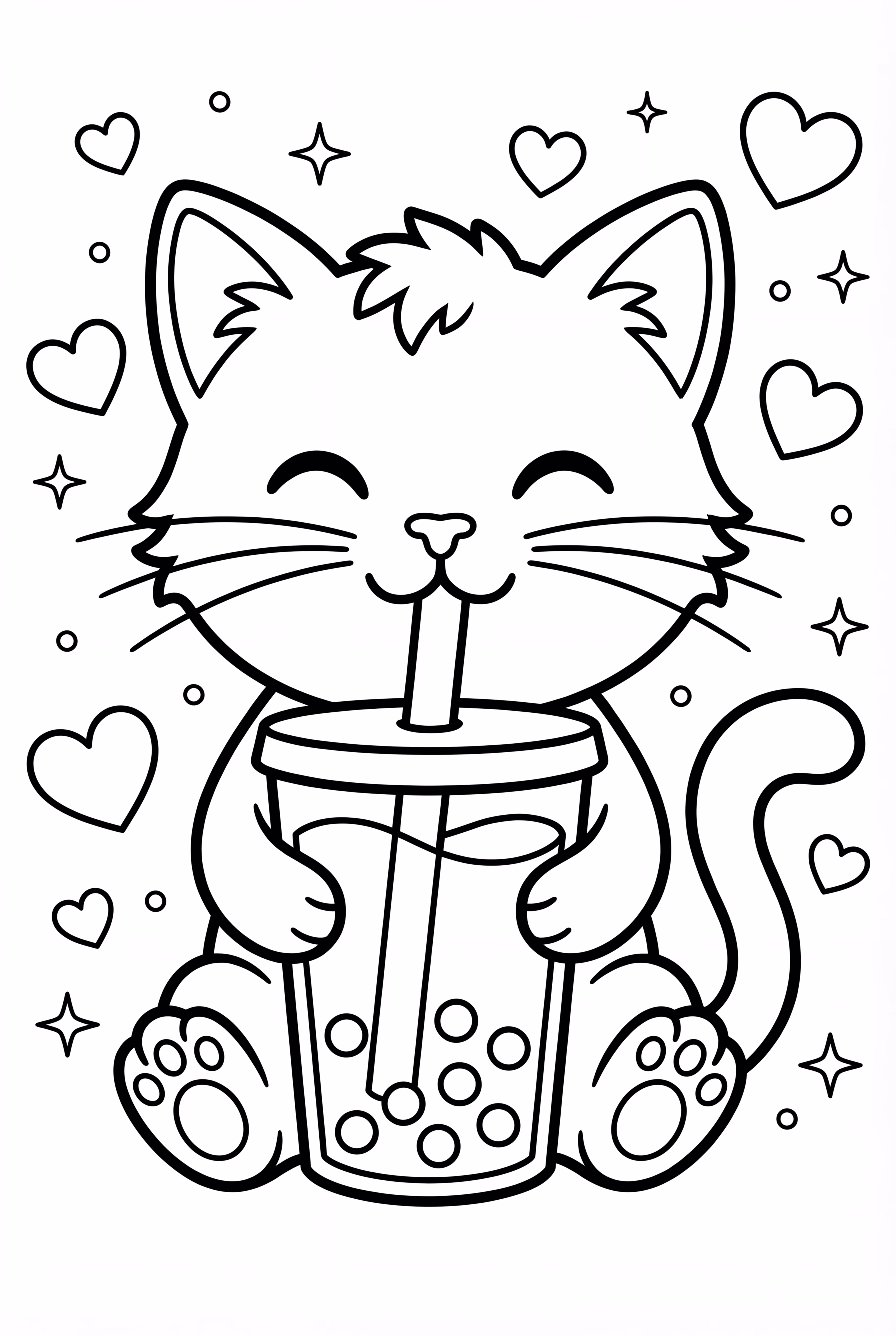 Gato bebiendo té de burbujas