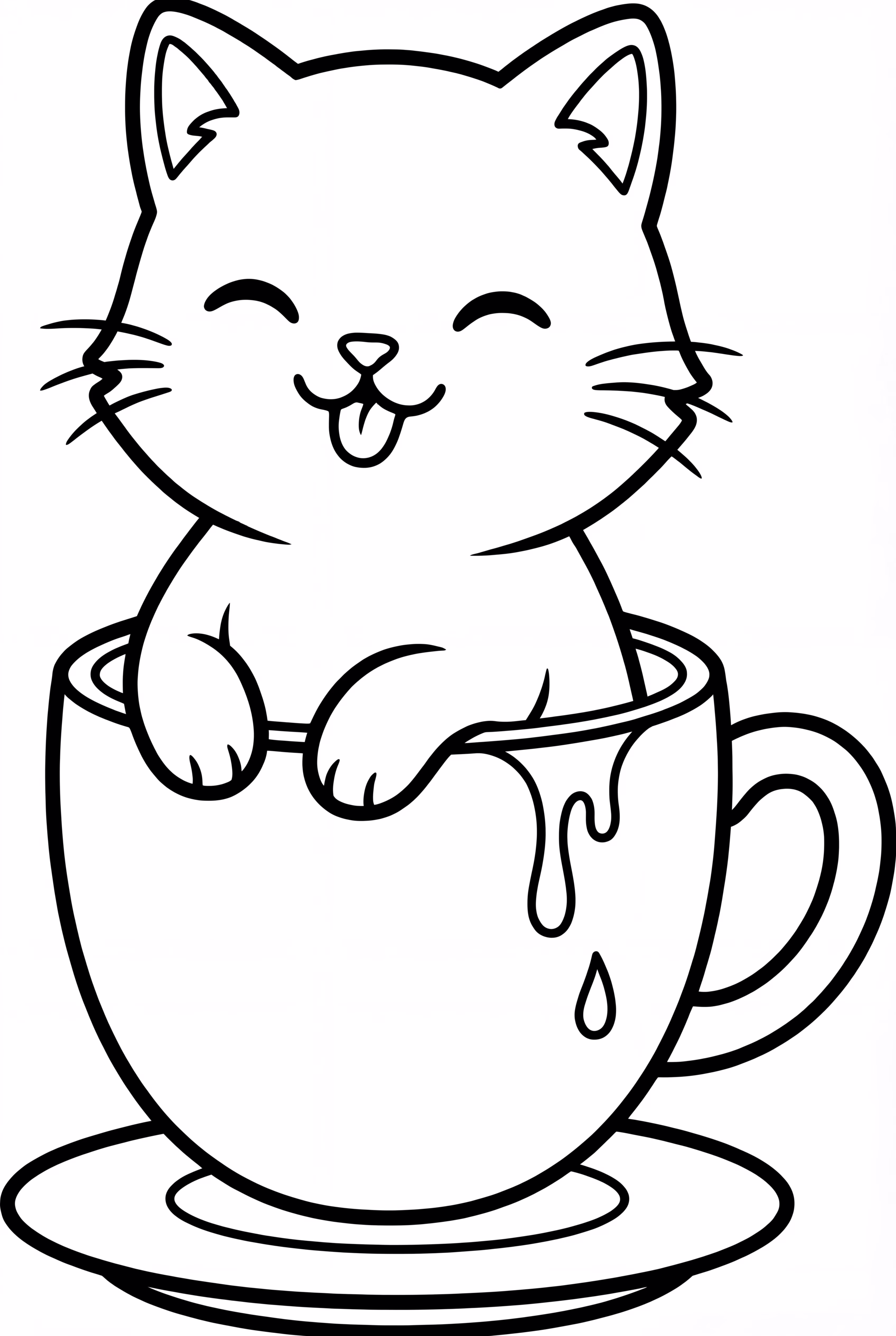 Katze in der Tasse trinkt Milch