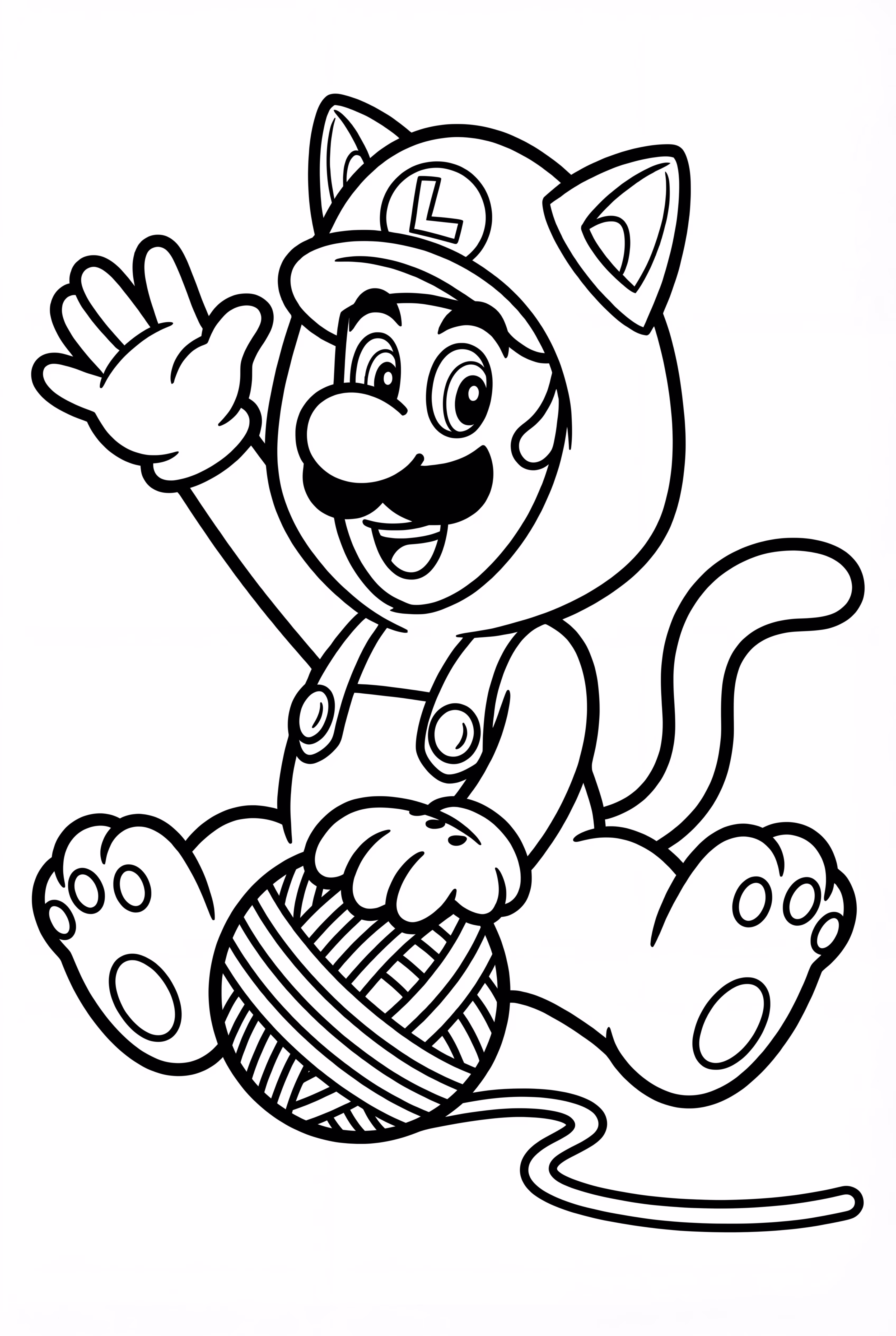 Katze Luigi spielt mit Wollknäuel