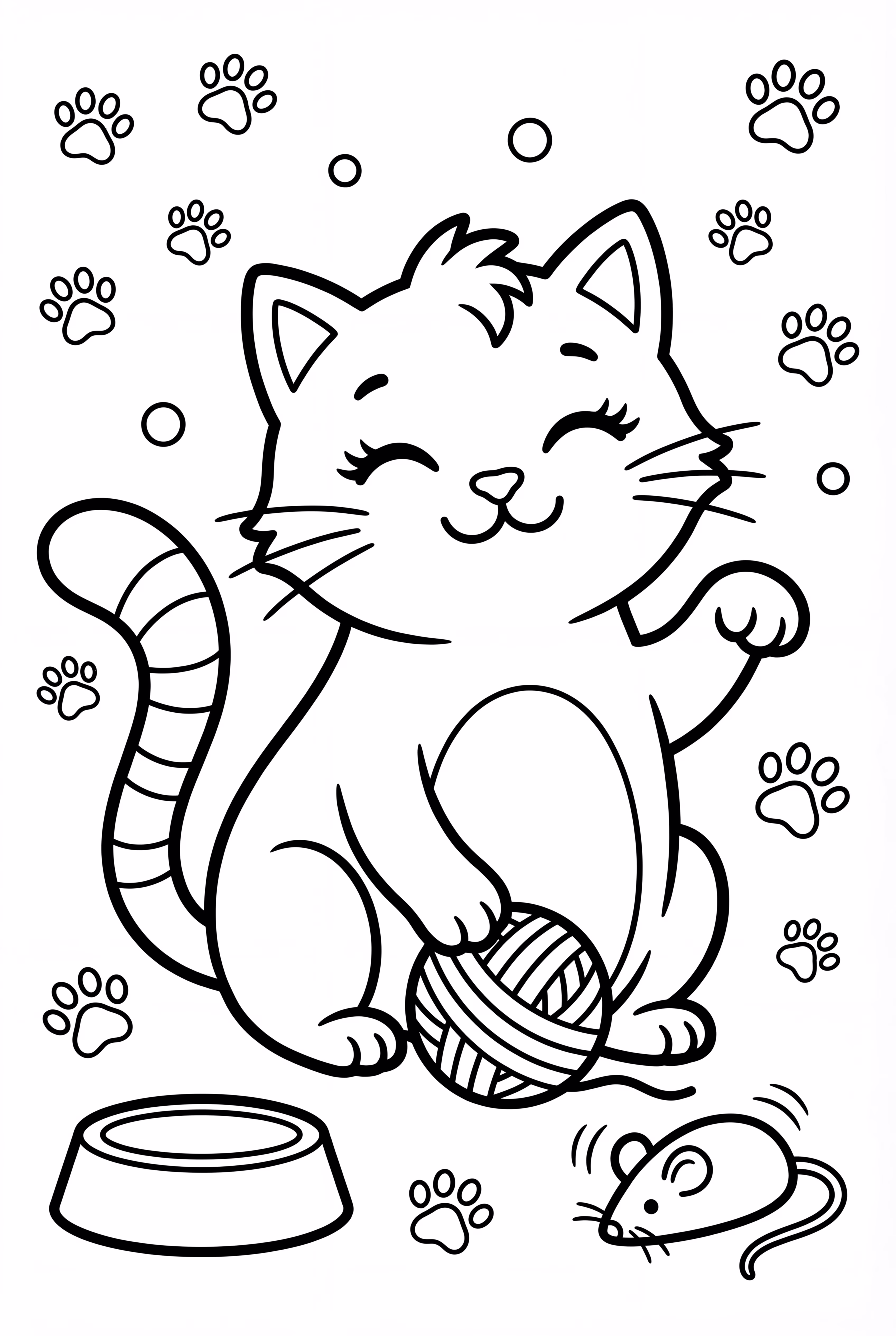 Gato jugando con lana