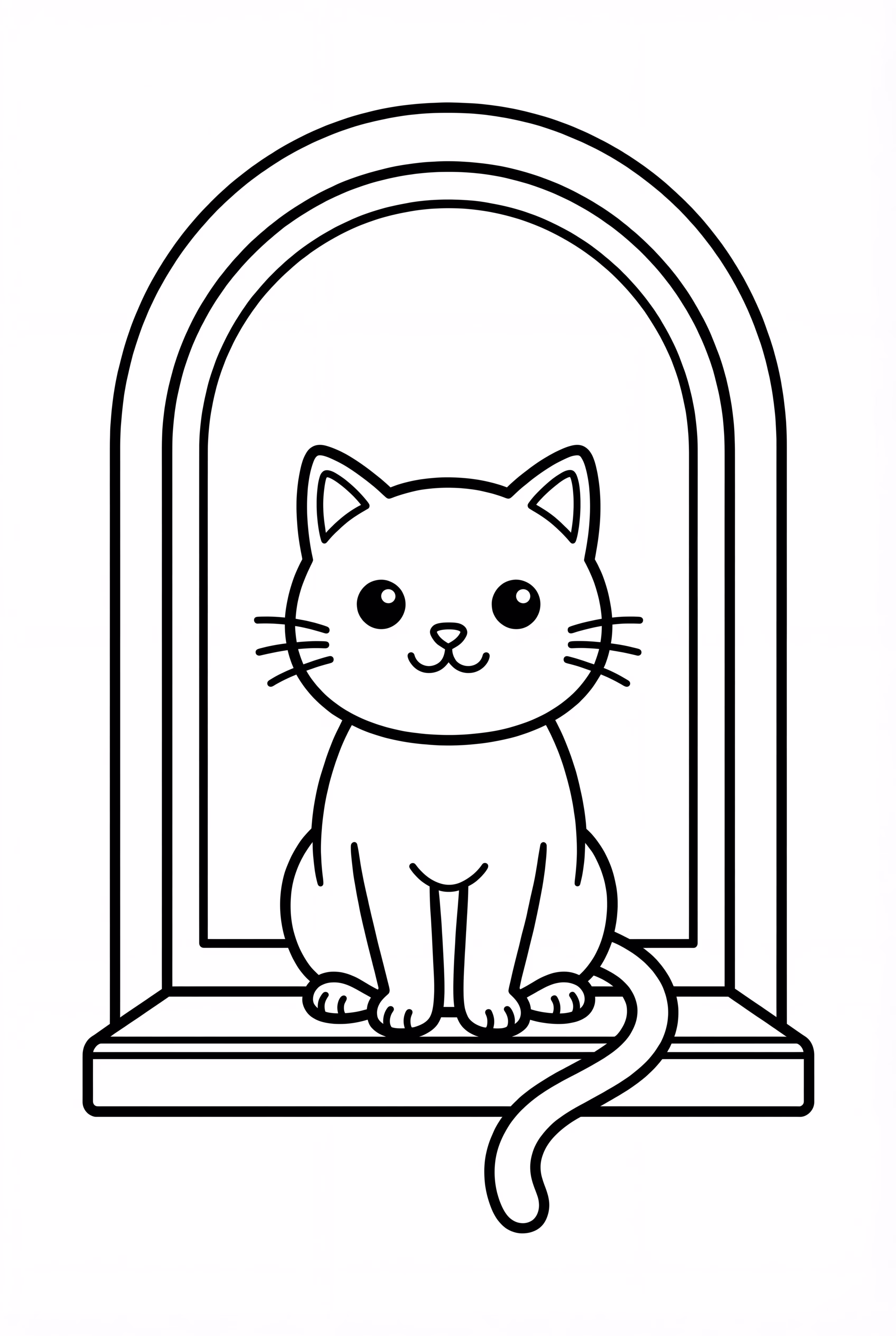 Cat sitting on a rainbow-colored windowsill