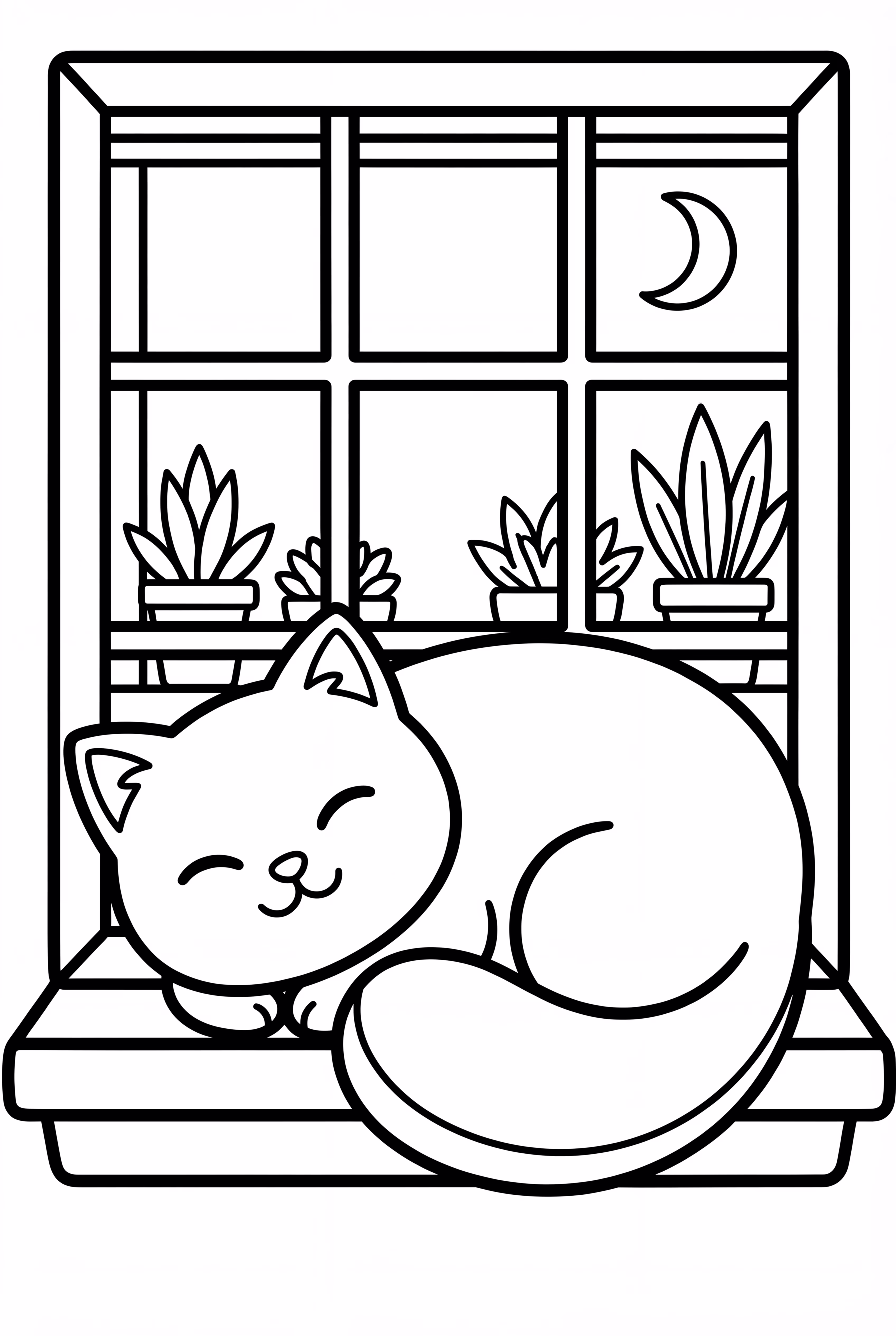 Cat Sleeping On A Windowsill