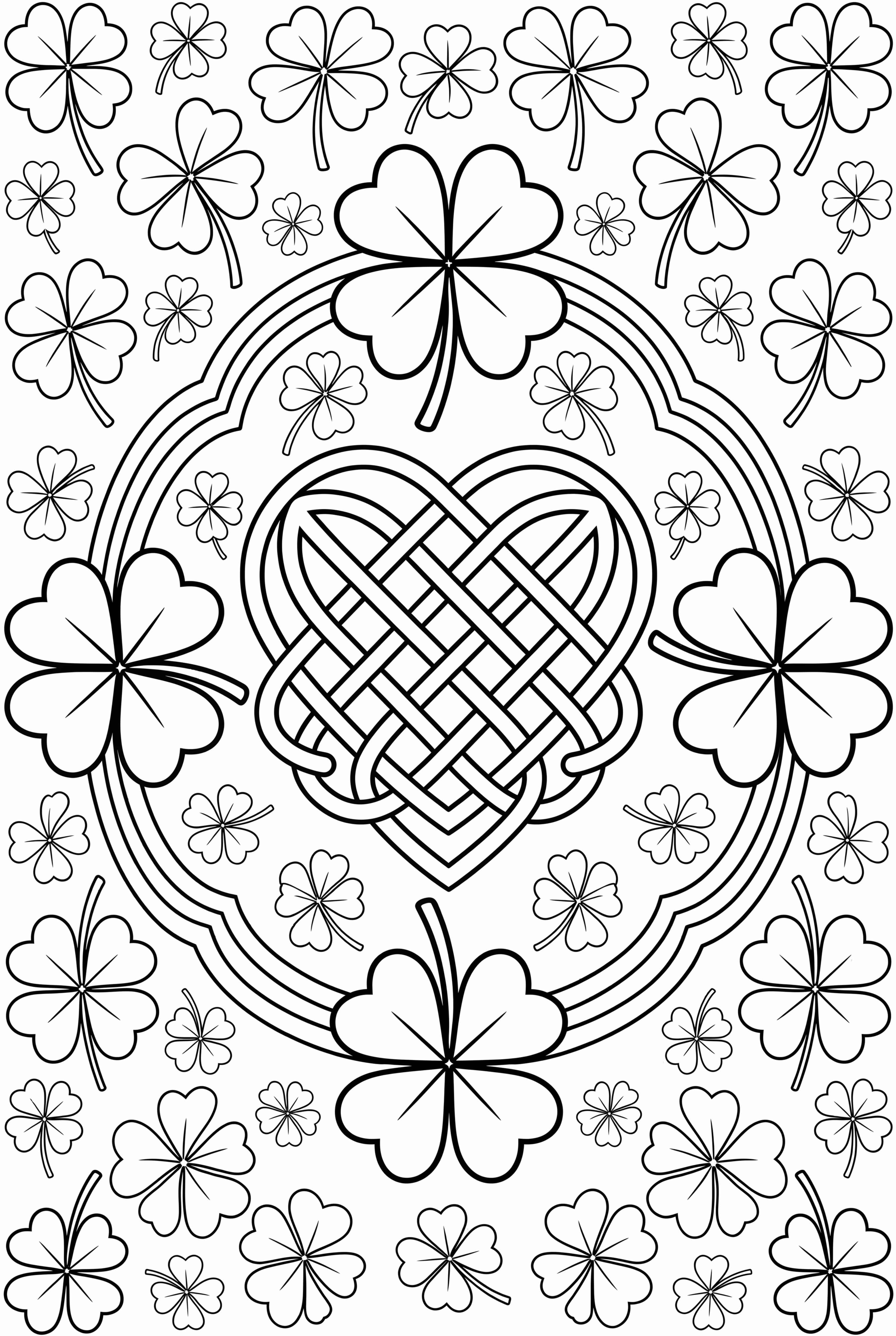 Nœud celtique avec des trèfles à quatre feuilles