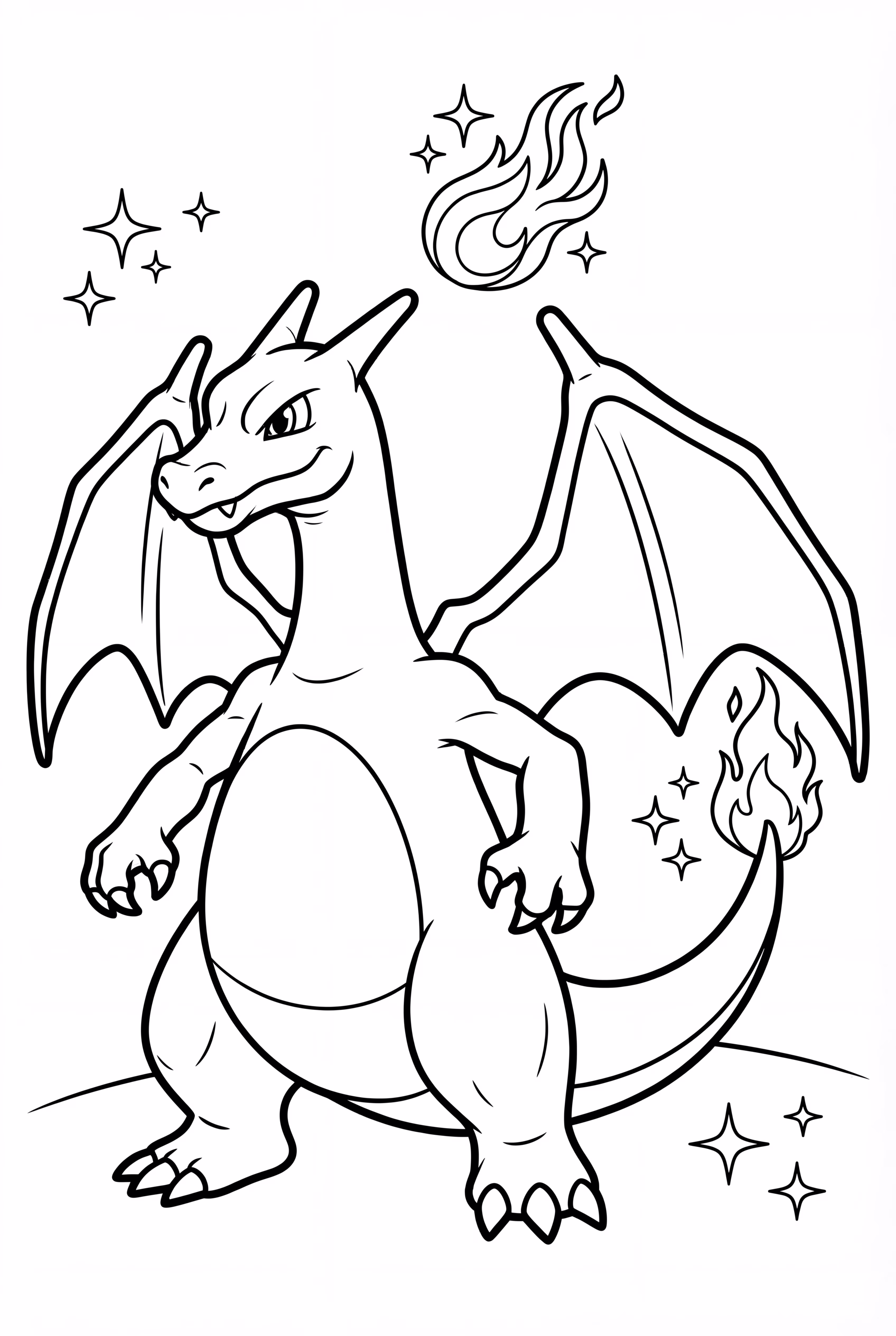 charizard with a glowing flame tail