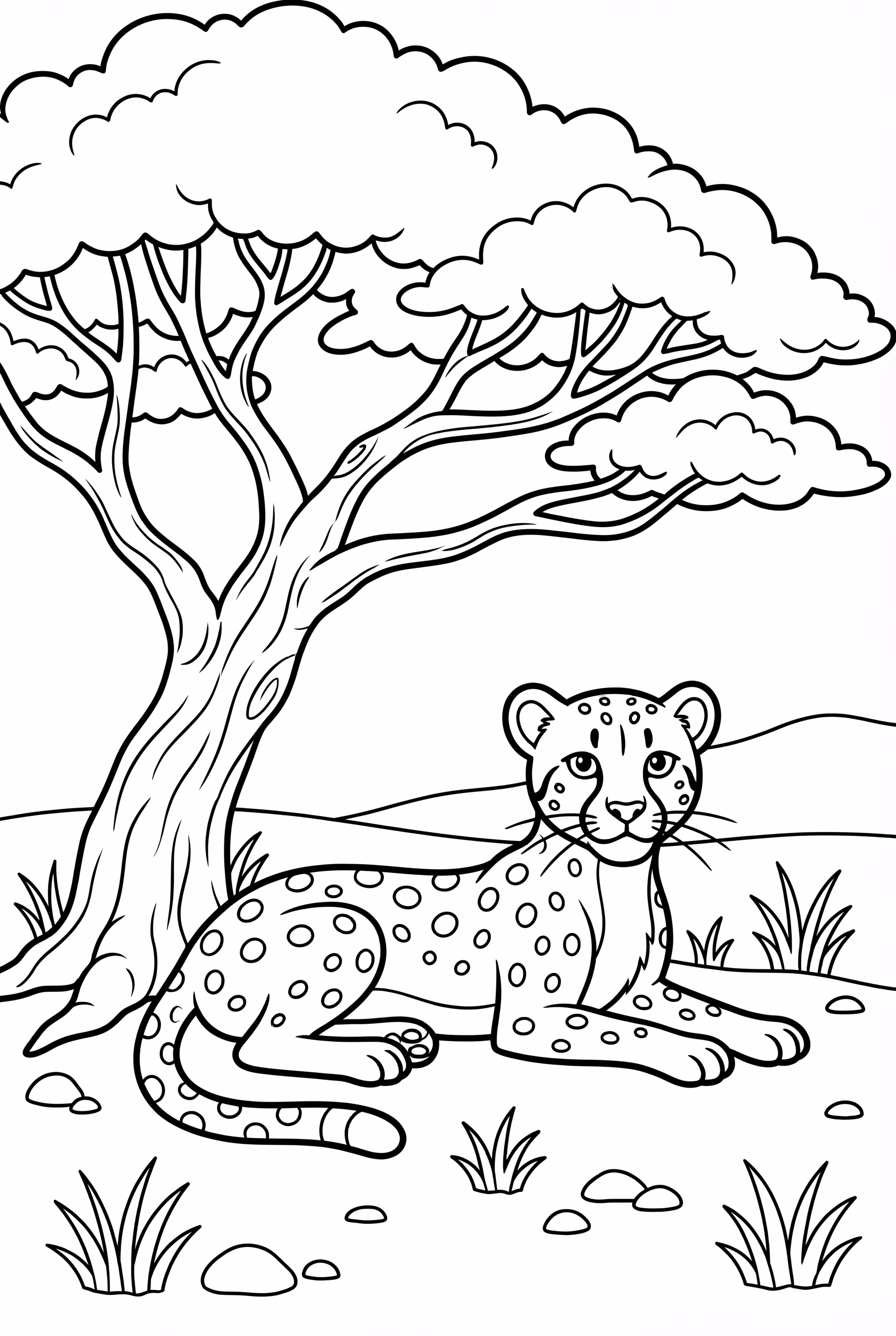 치타 나무 그늘