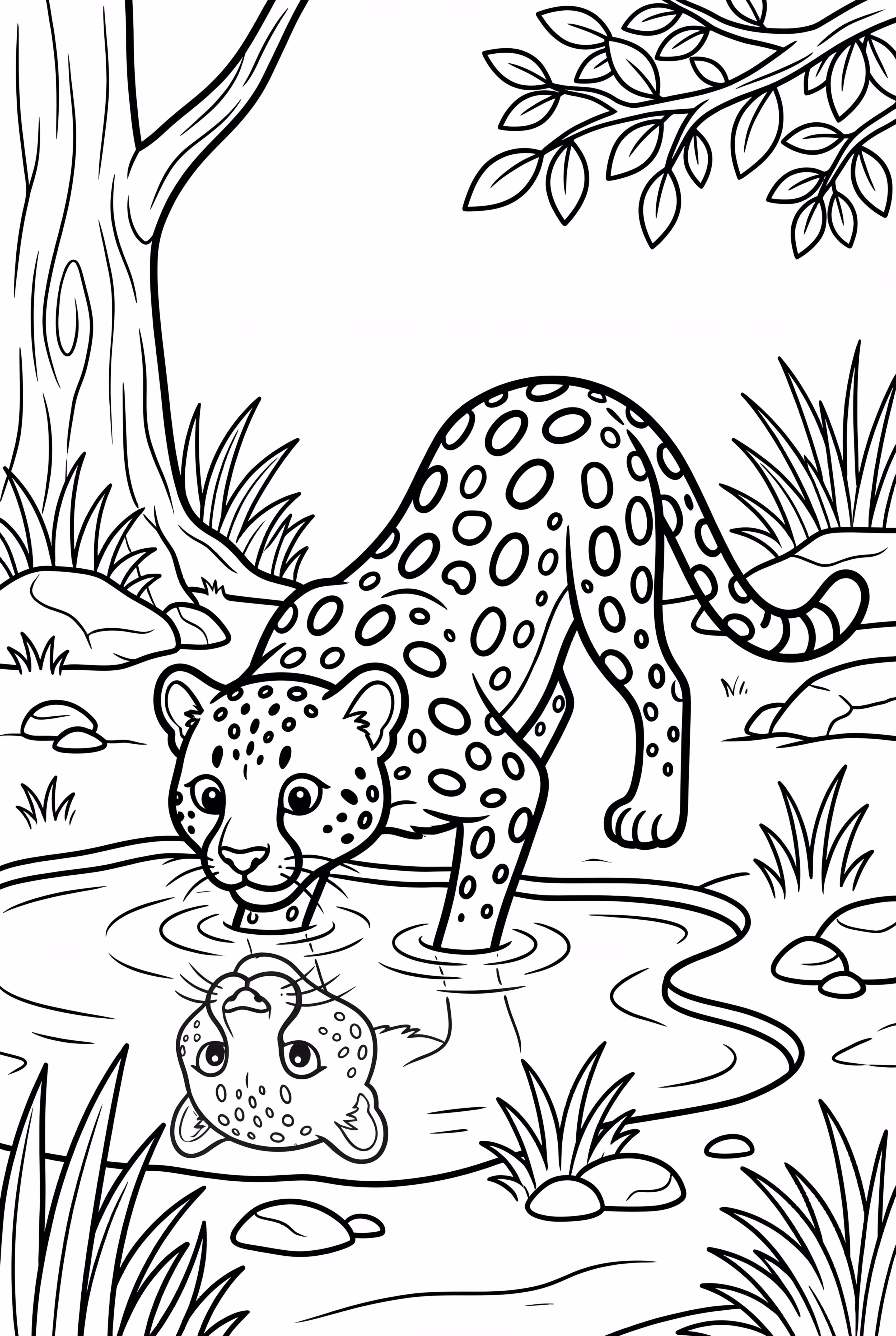 cheetah water drinking