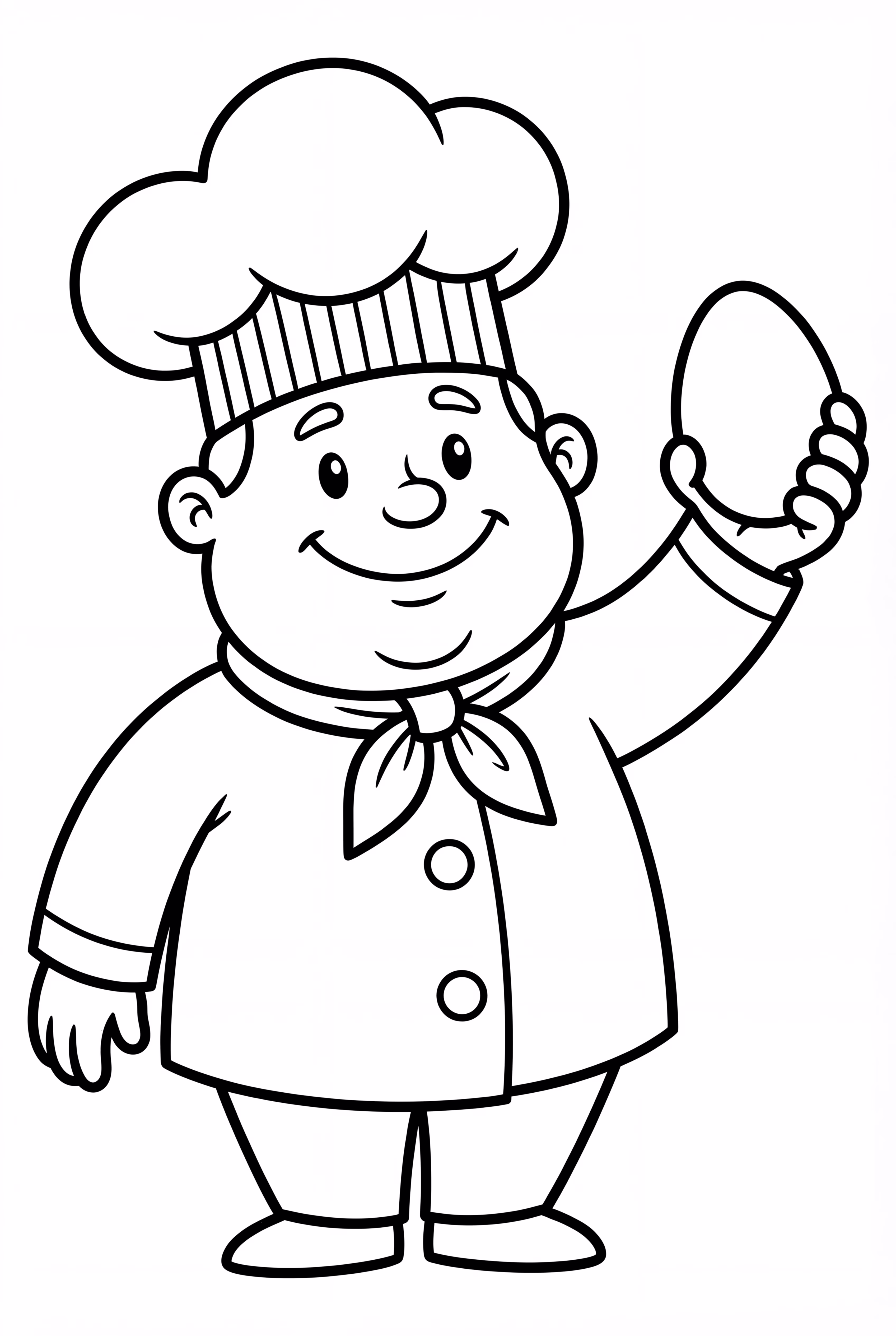 Koch hält ein einzelnes Ei