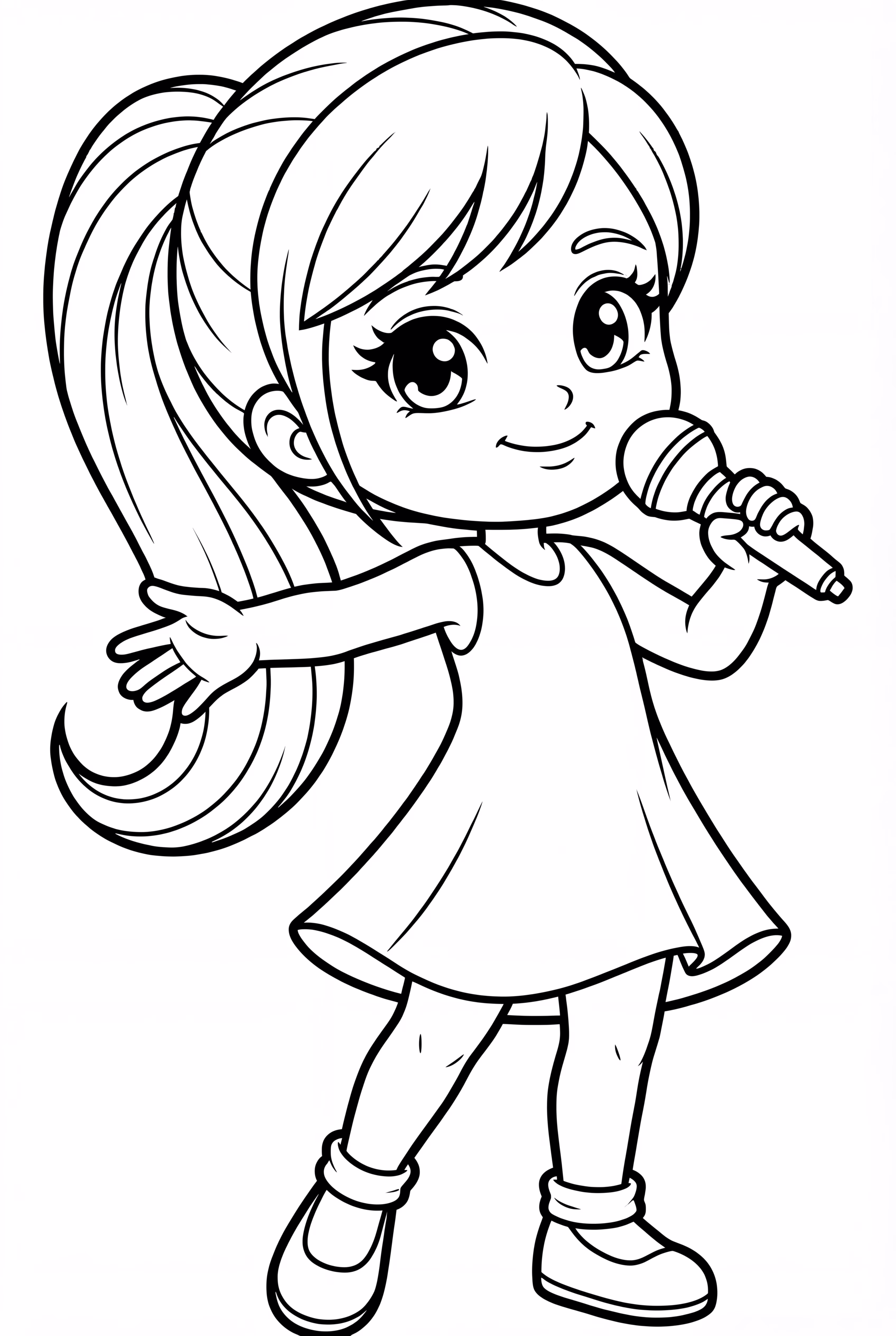 小巧版爱莉安娜·格兰德拿着麦克风