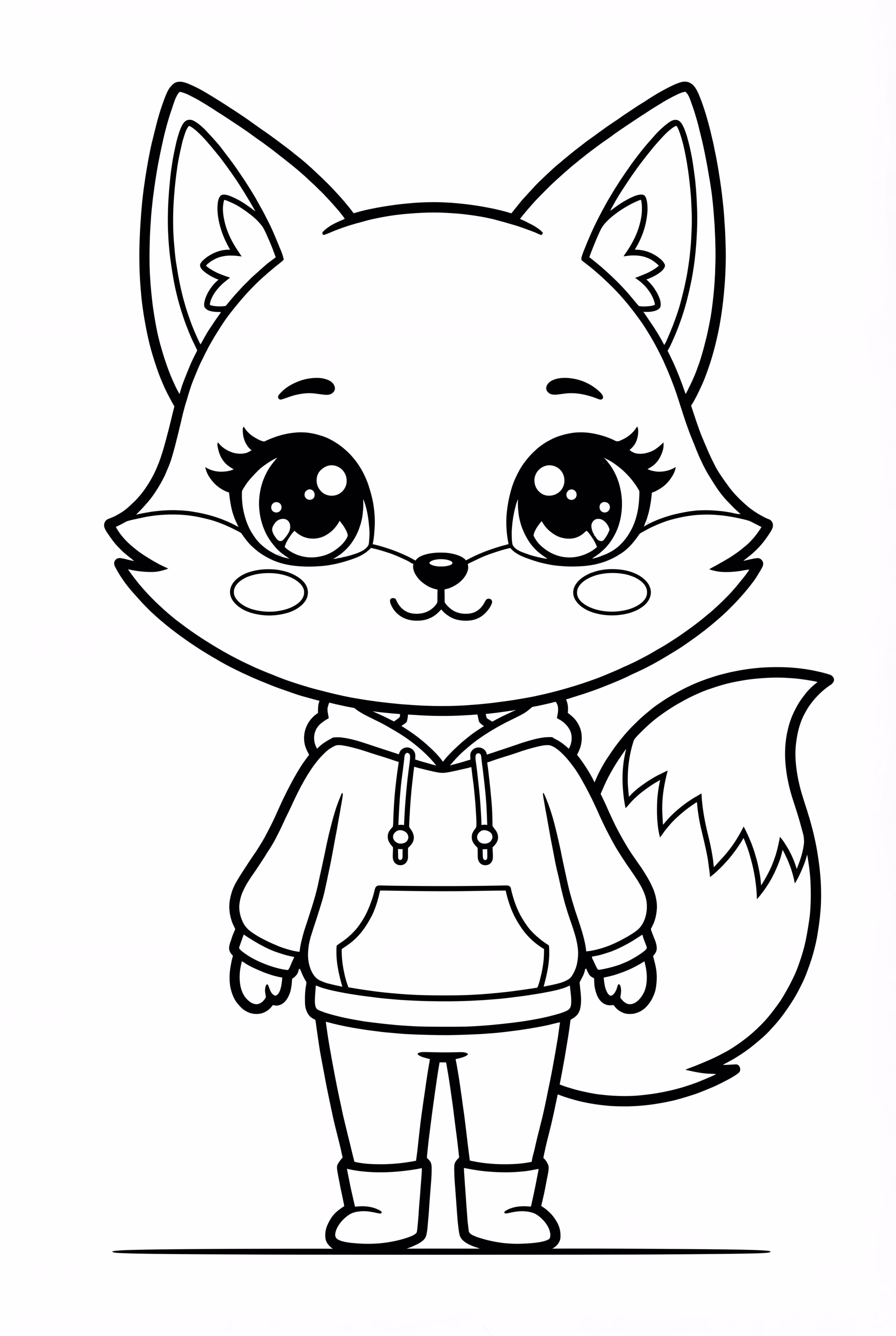 かわいいチビスタイルの狐の女の子（大きな頭）